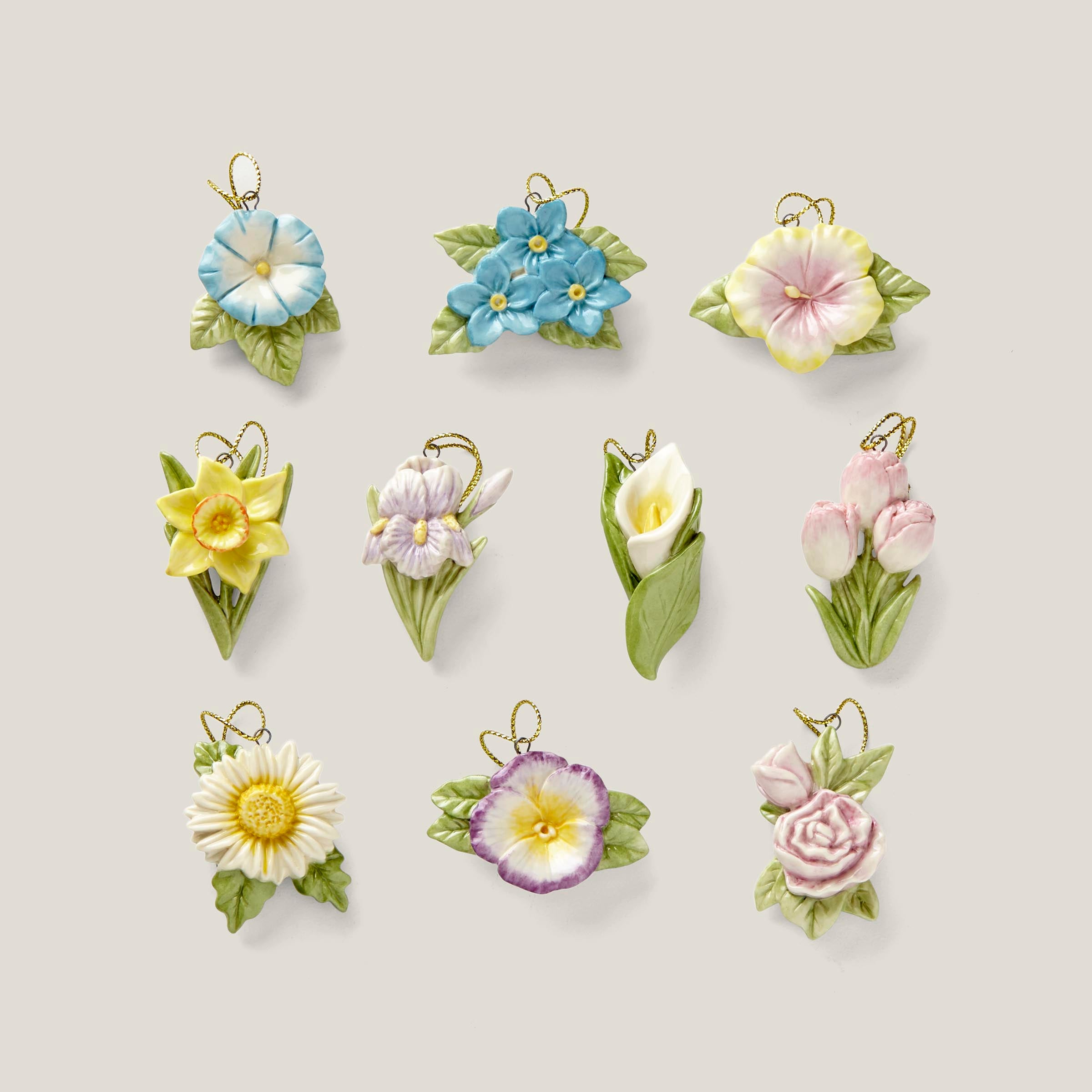 Lenox Celebrate Flowers Porcelain Ornament & Tree Set - 10-Piece Spring Decor