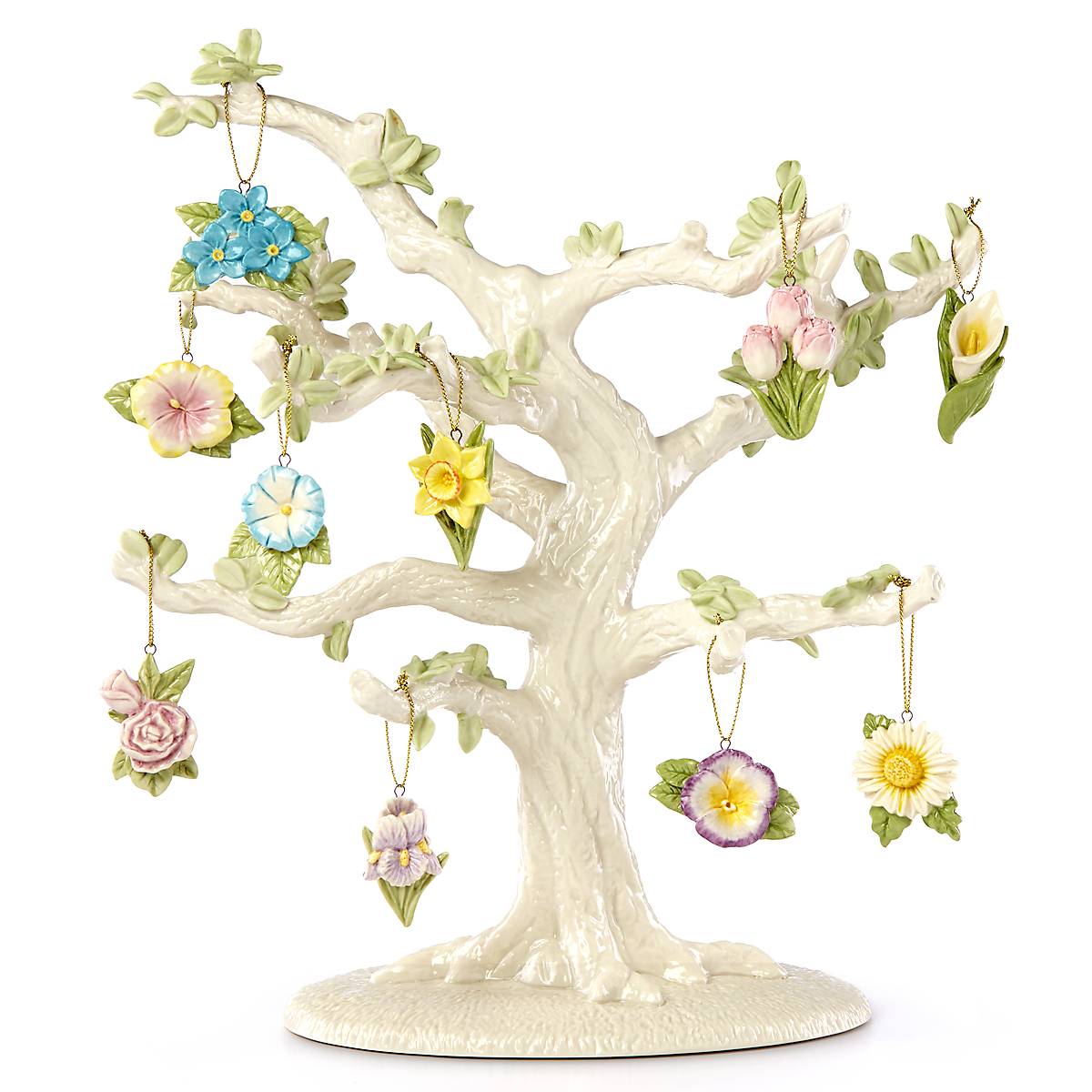 Lenox Celebrate Flowers Porcelain Ornament & Tree Set - 10-Piece Spring Decor