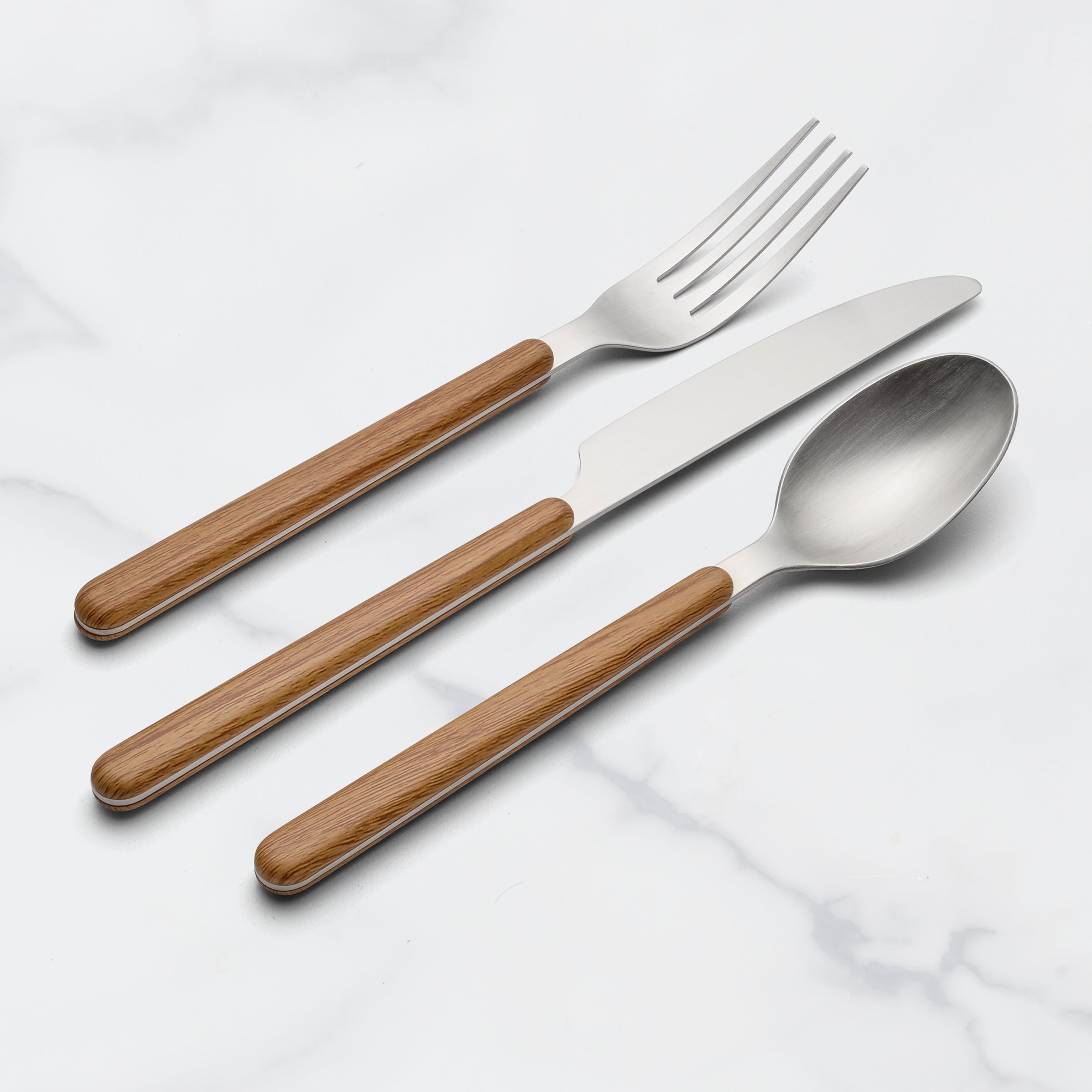 24 Seven 12-Piece Flatware Set with Faux Wood Handles