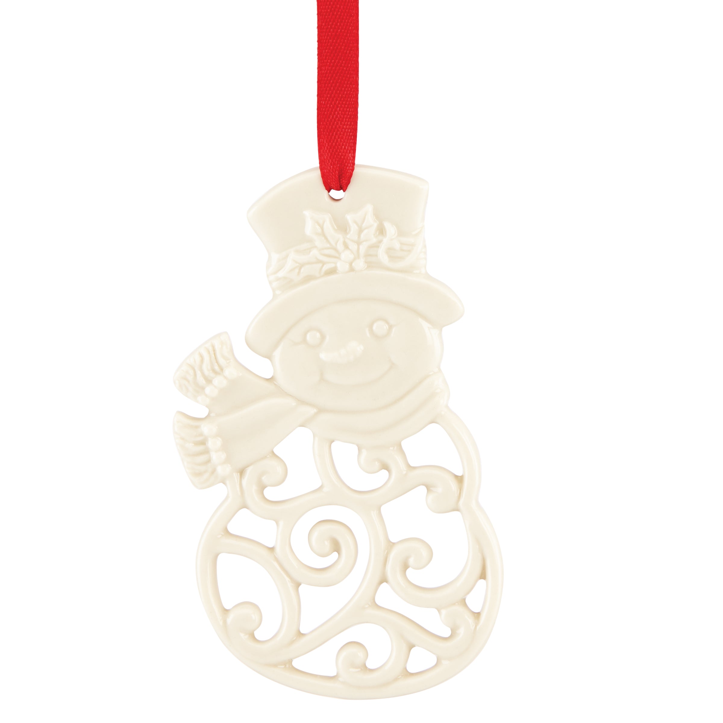 Porcelain Snowman Christmas Ornament Charm - Handcrafted Gift