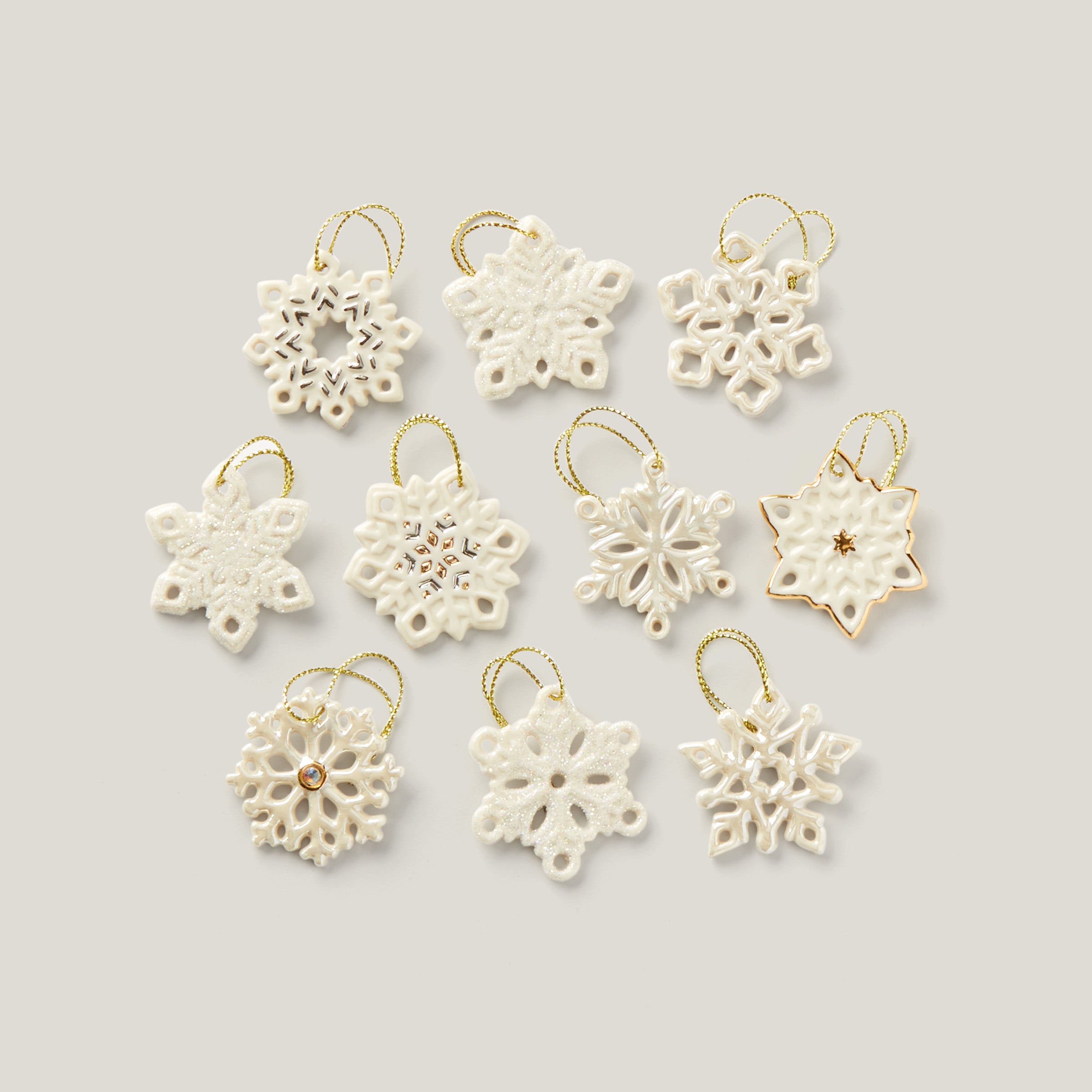 Snowflake Ornament Set - 10 Unique Lenox Tree Decorations