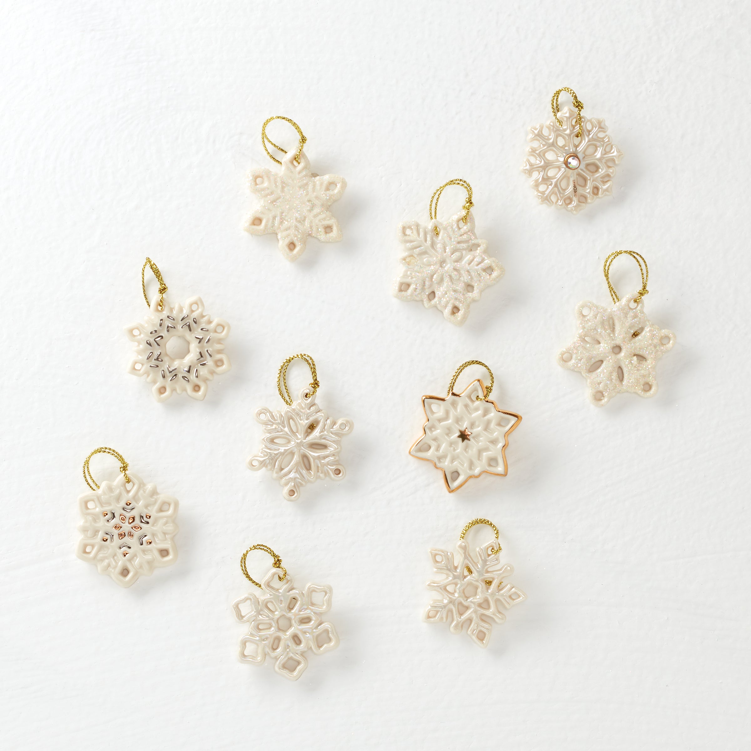 Snowflake Ornament Set - 10 Unique Lenox Tree Decorations