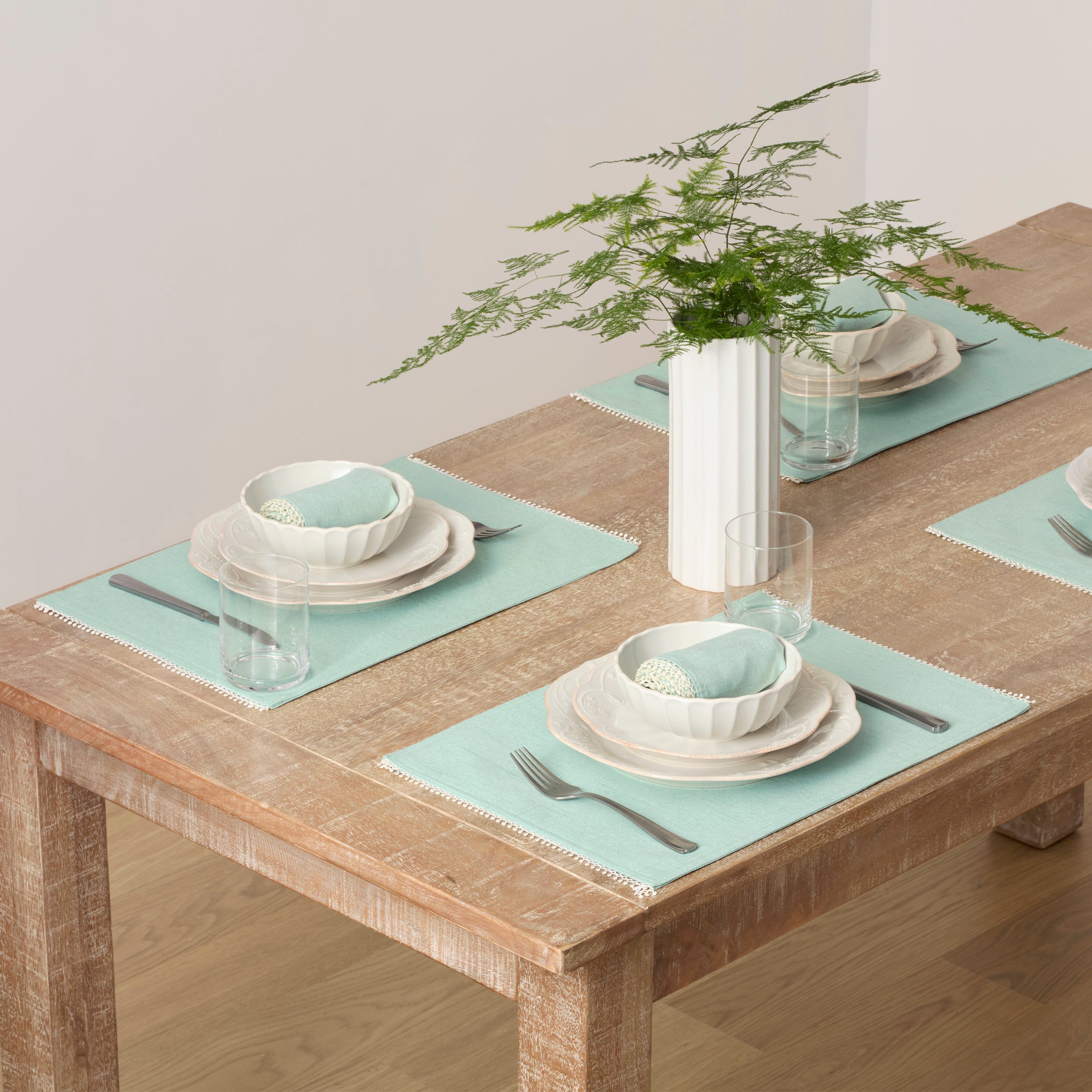 French Country Ice Blue Frayed Edge Placemat – French Perle