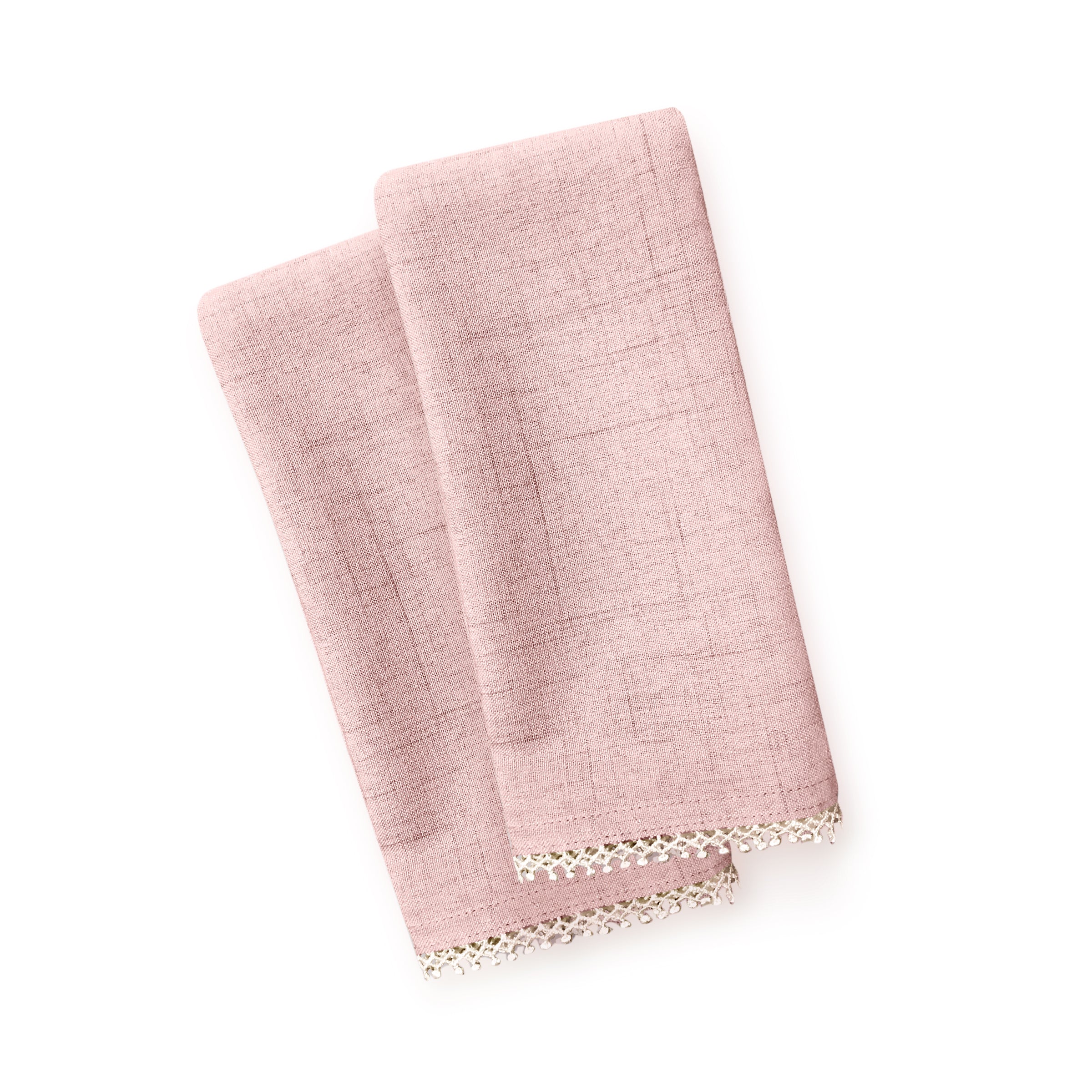 French Perle Embroidered Blush Dinner Napkins - Set of 2