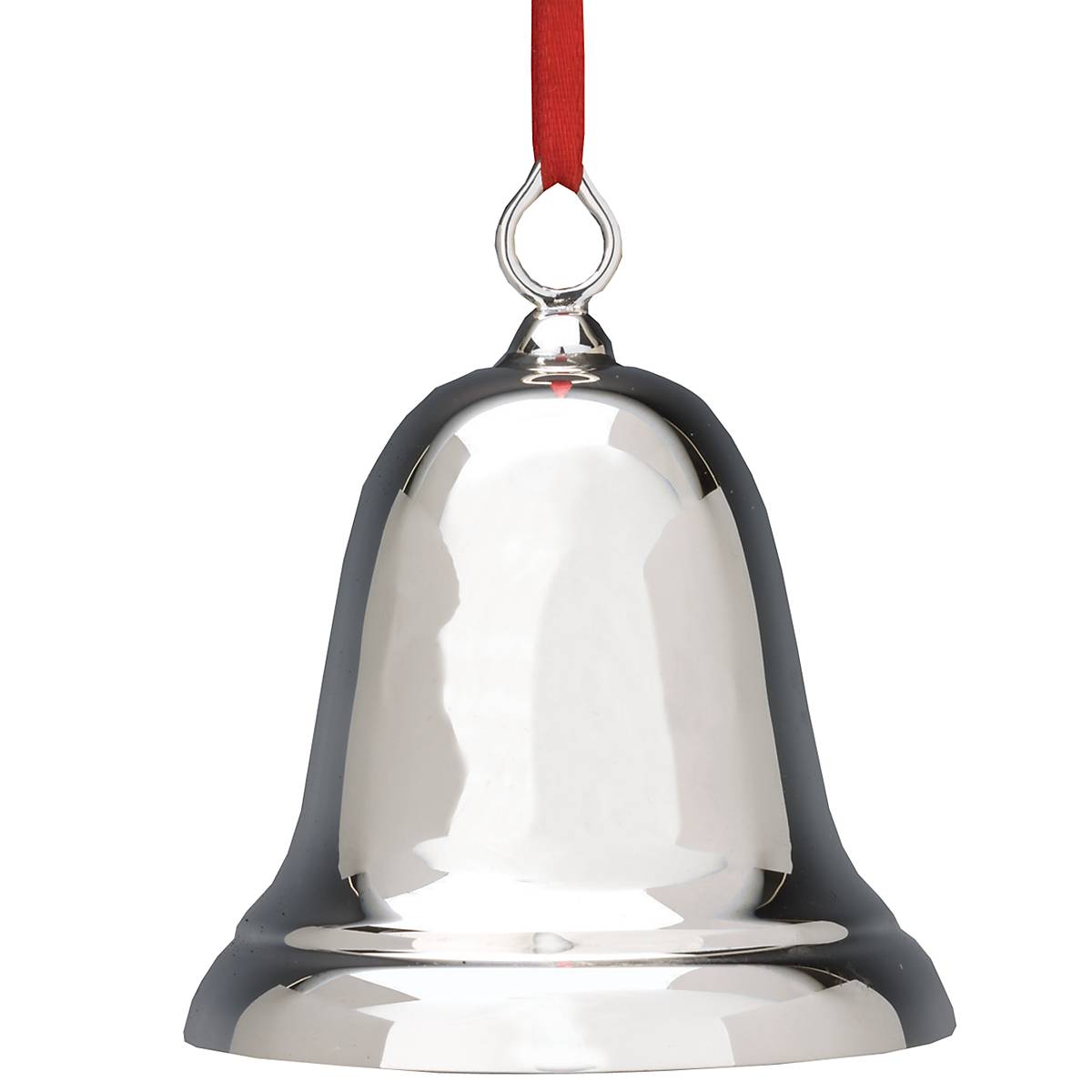 Sterling Silver Christmas Bell Ornament with Red Ribbon – Made in USA