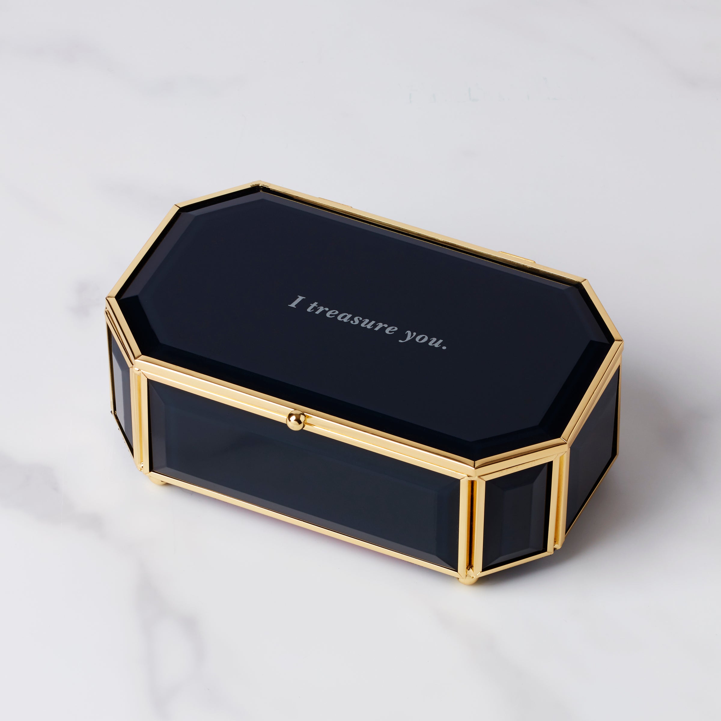 Black 'I Treasure You' Jewelry Box for Keepsakes