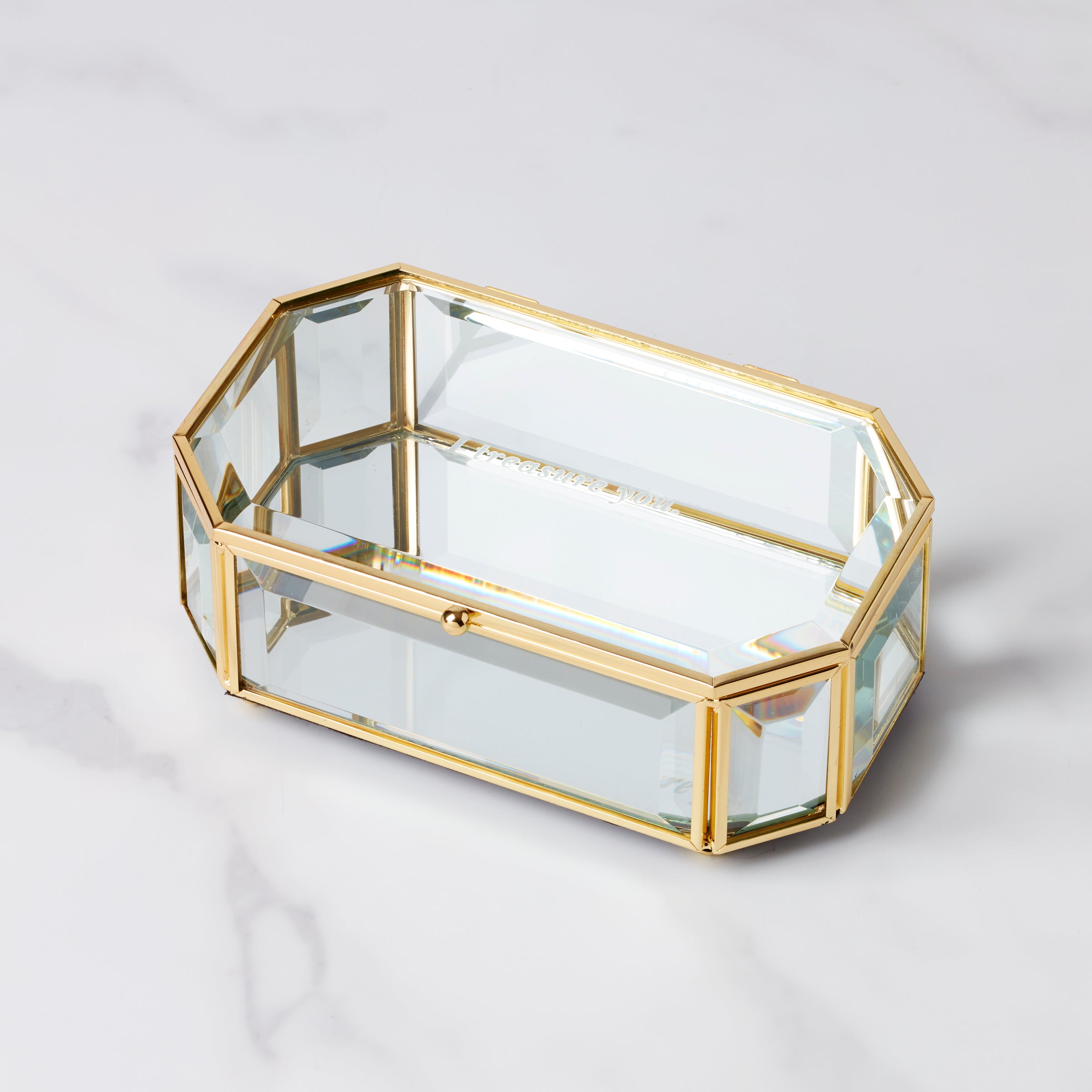 Clear Jewelry Box for Keepsakes - I Treasure You