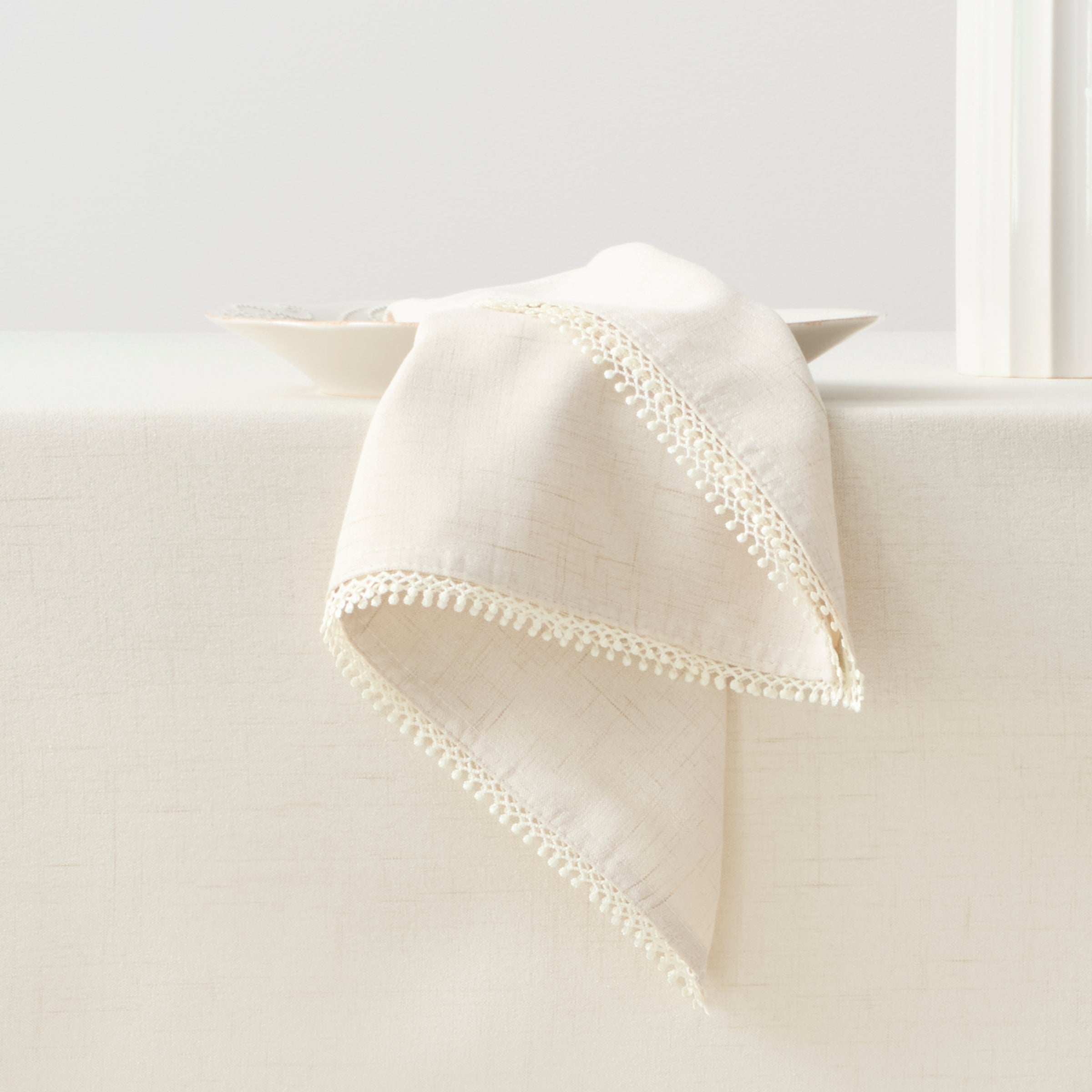 French Country Embroidered Cotton Napkins - Set of 4 - Natural