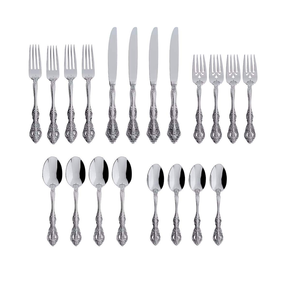 Michelangelo 20-Piece Luxury Flatware Set - Baroque Design