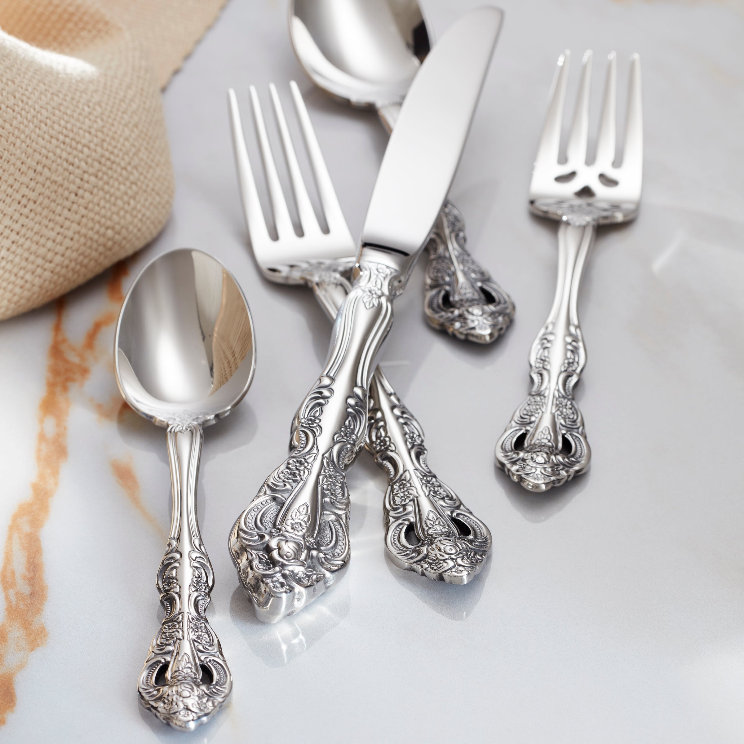 Michelangelo 20-Piece Luxury Flatware Set - Baroque Design
