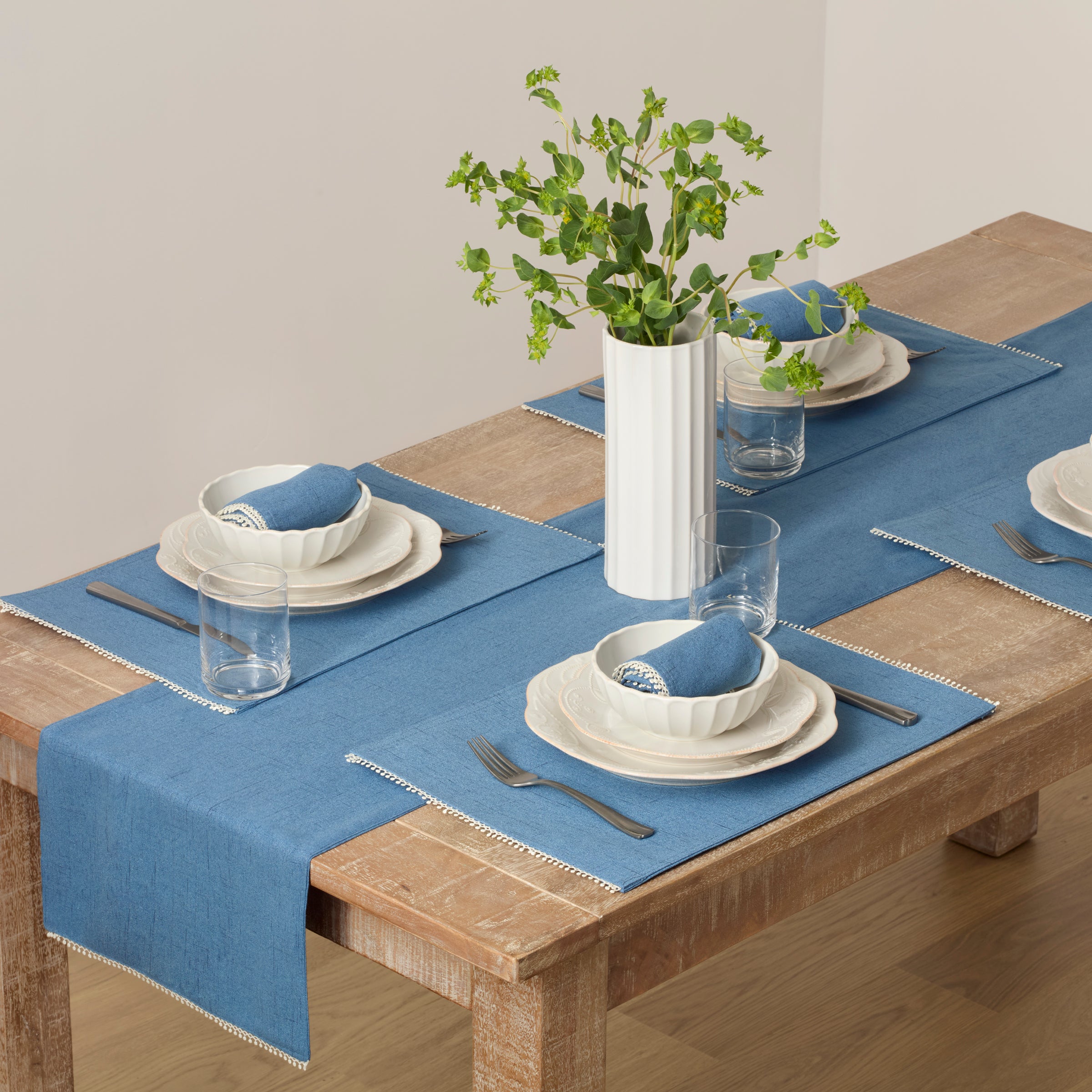 French Country Periwinkle Embroidered Placemats - Set of 4