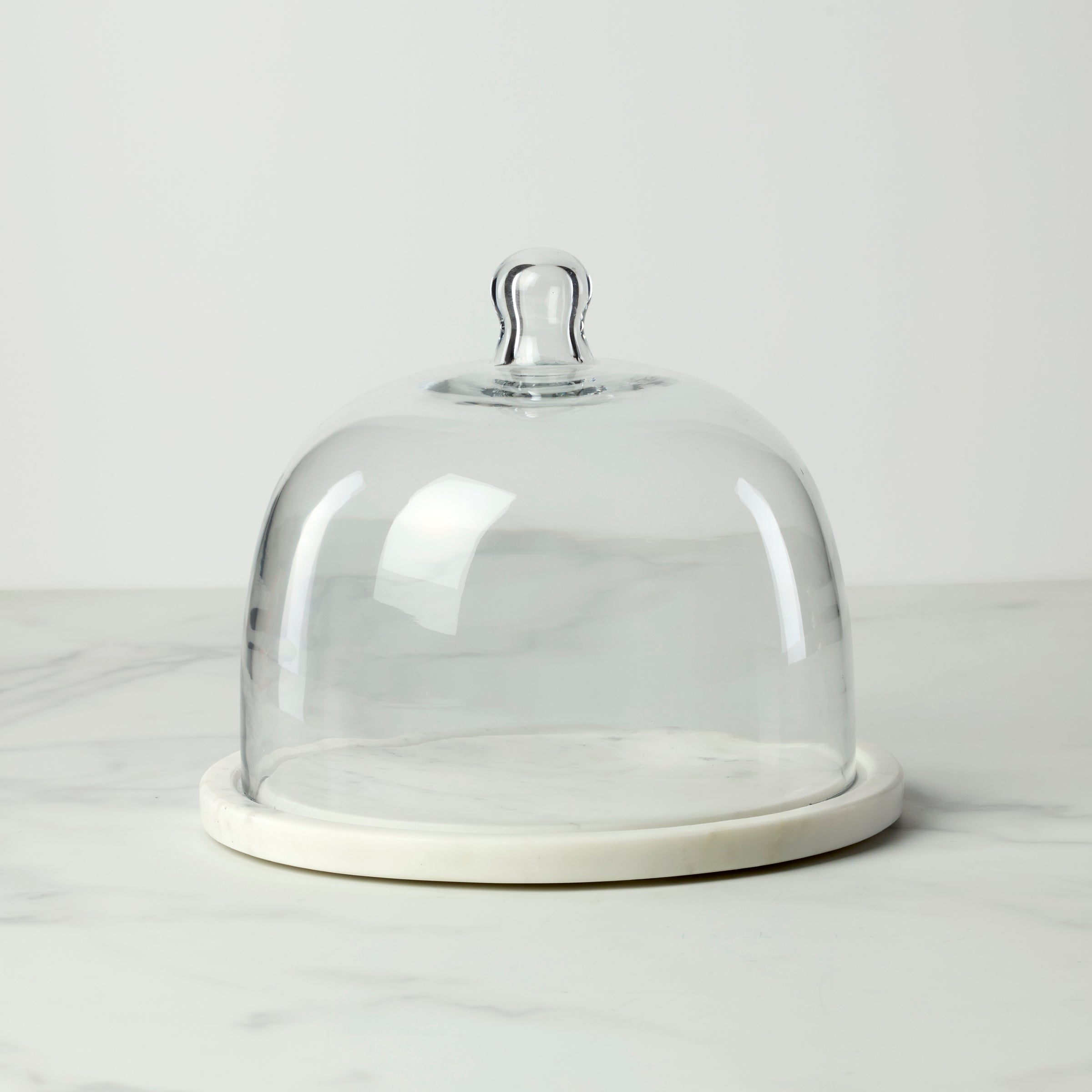 White Marble Glass Cloche for Display and Entertaining