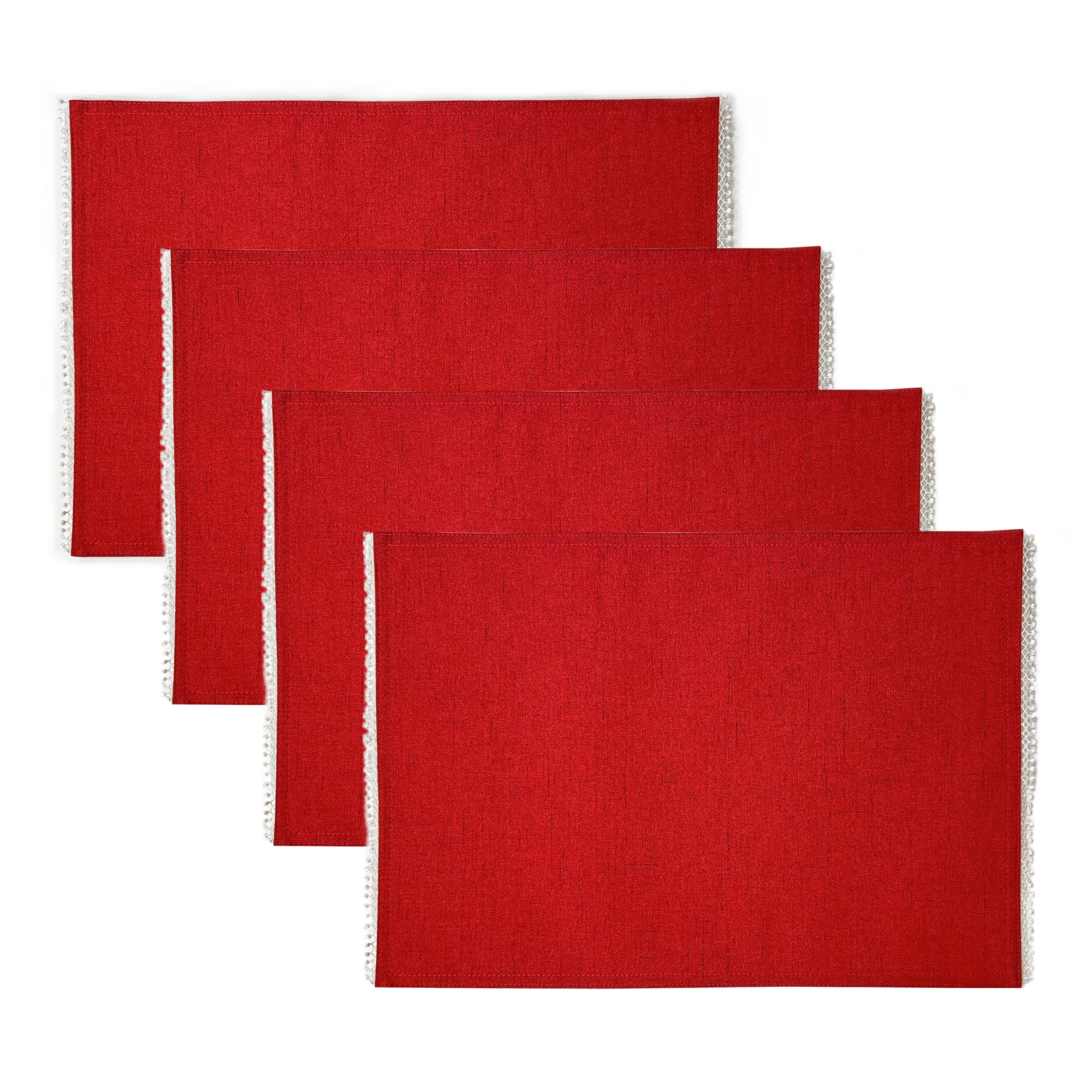 French Country Red Embroidered Placemats - Set of 4