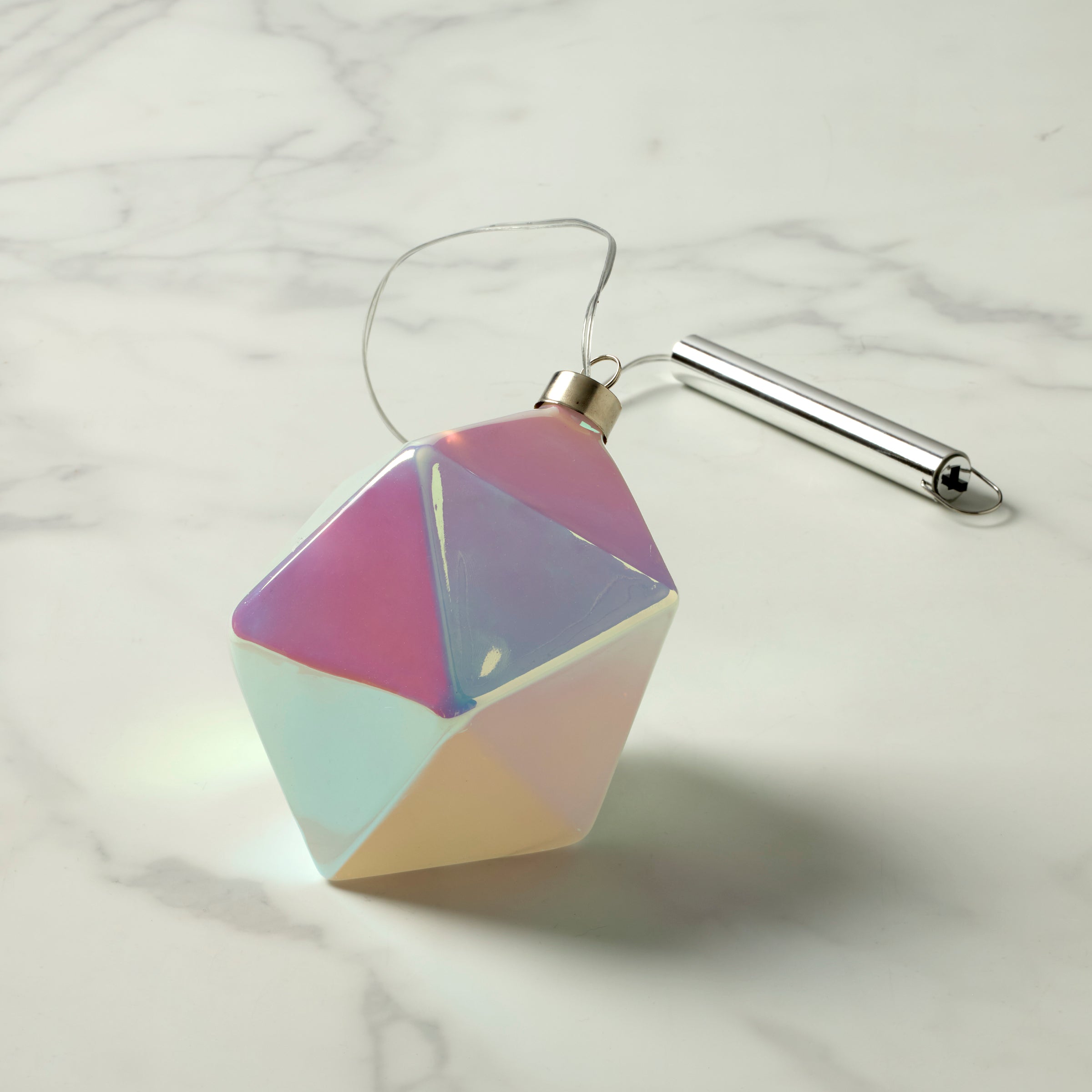 LED Lighted Glass Prism Christmas Ornament - Winter Gems Holiday Decor