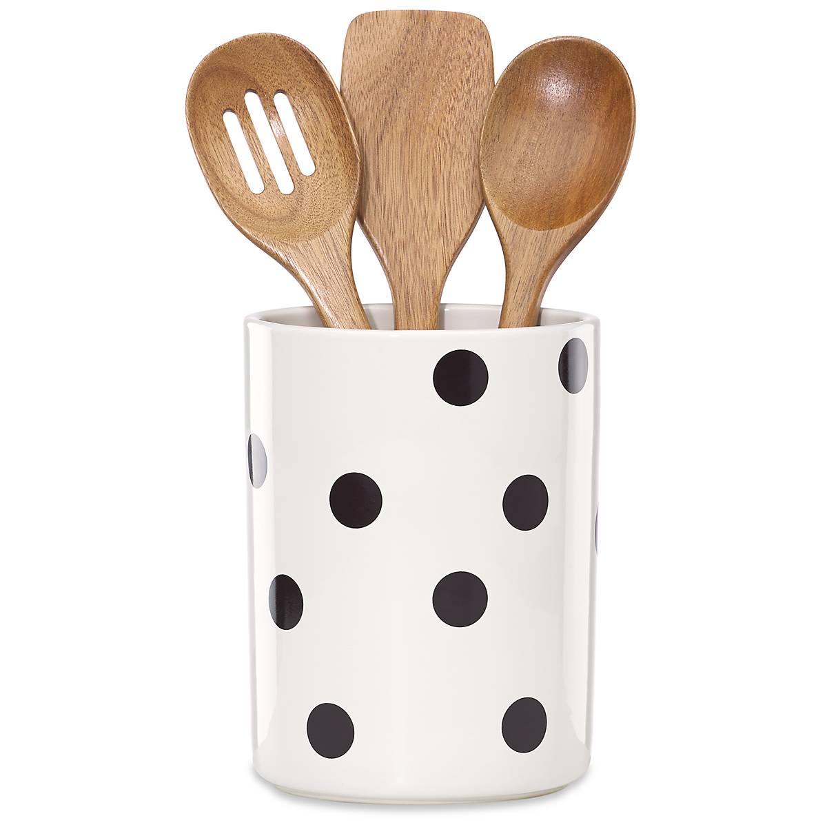 Kate Spade New York Deco Dot Stoneware Utensil Holder Set - 4-Piece