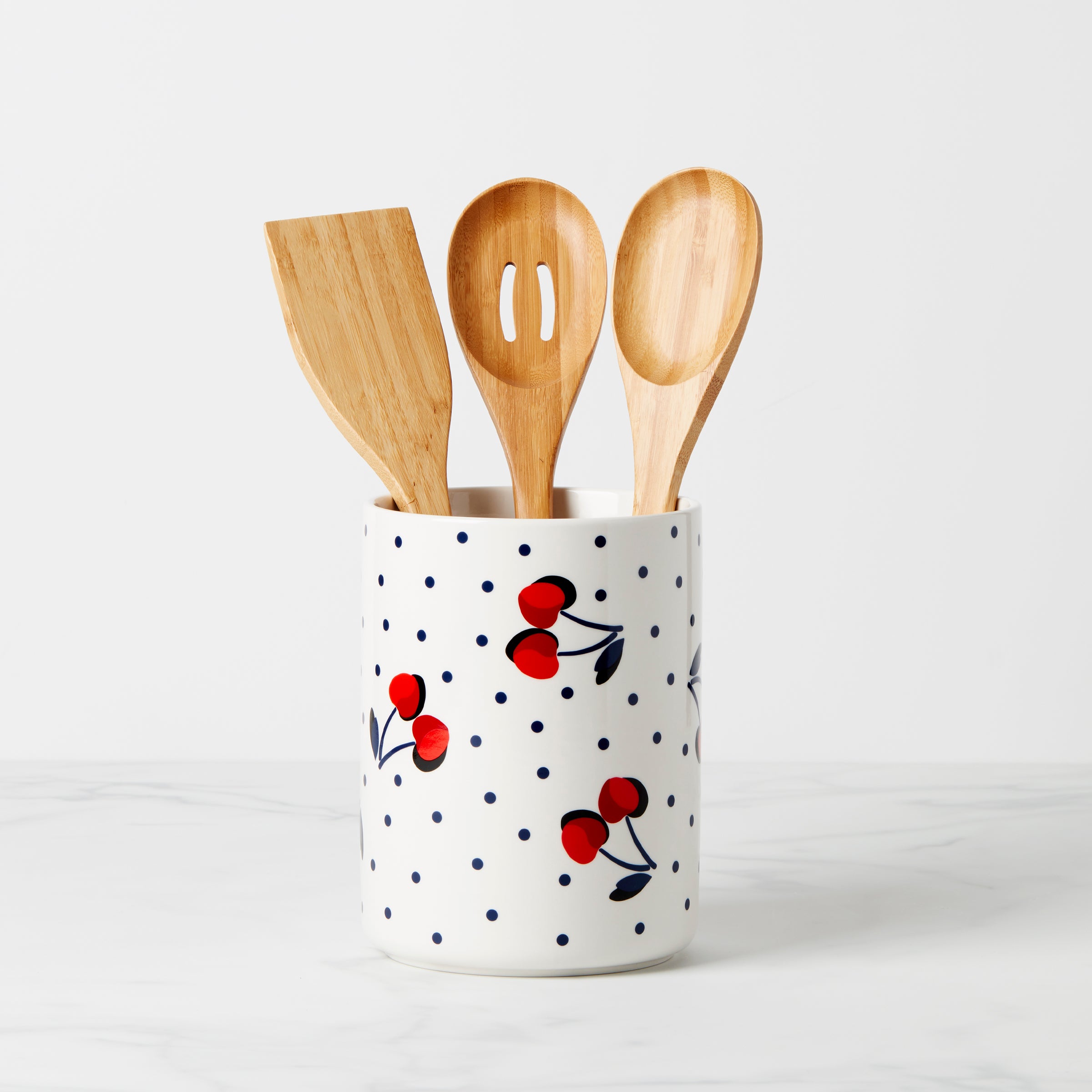 Kate Spade Vintage Cherry Dot Utensil Crock Set - 4-Piece Kitchen Organizer