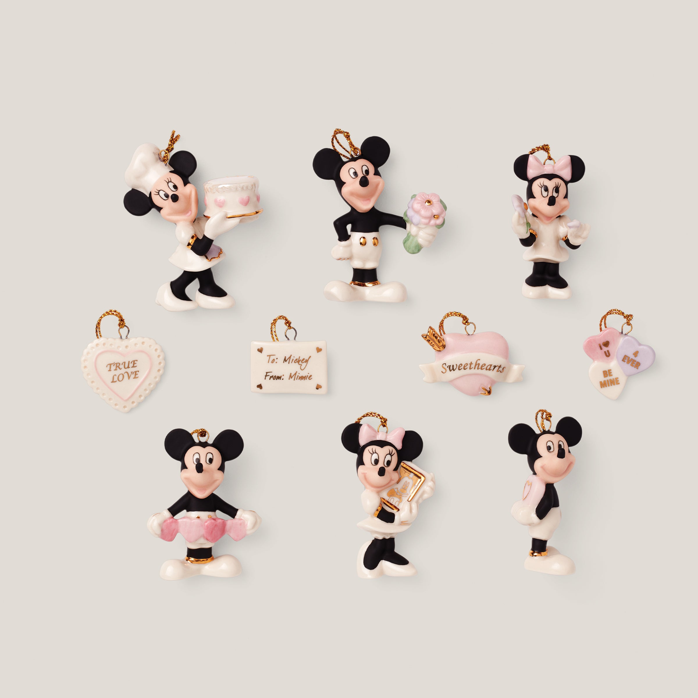 Disney Mickey & Minnie Mouse 10-Piece Valentine Ornament Set