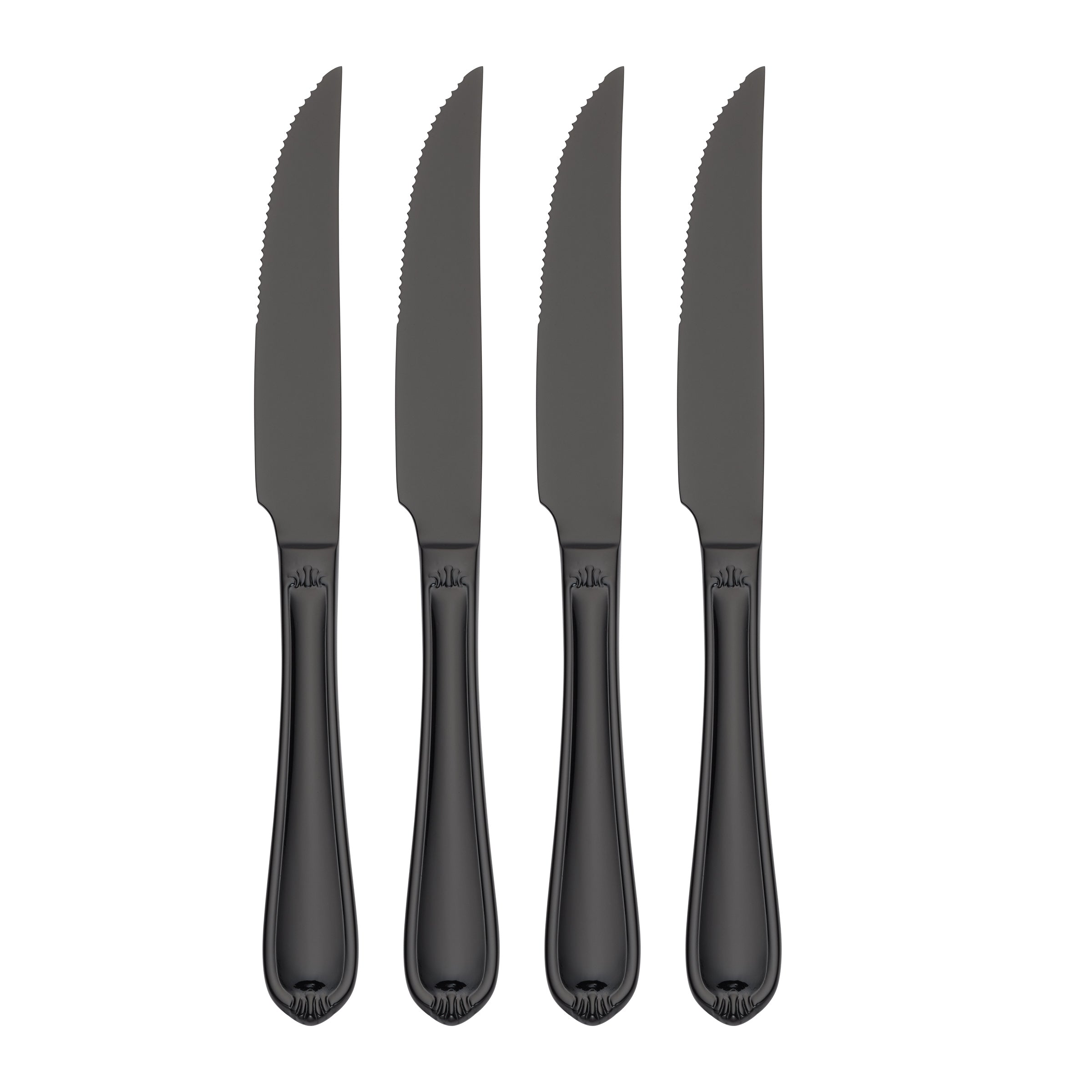 Ivy Way 4-Piece Black Steak Knife Set - Stainless Steel with Elegant Handles