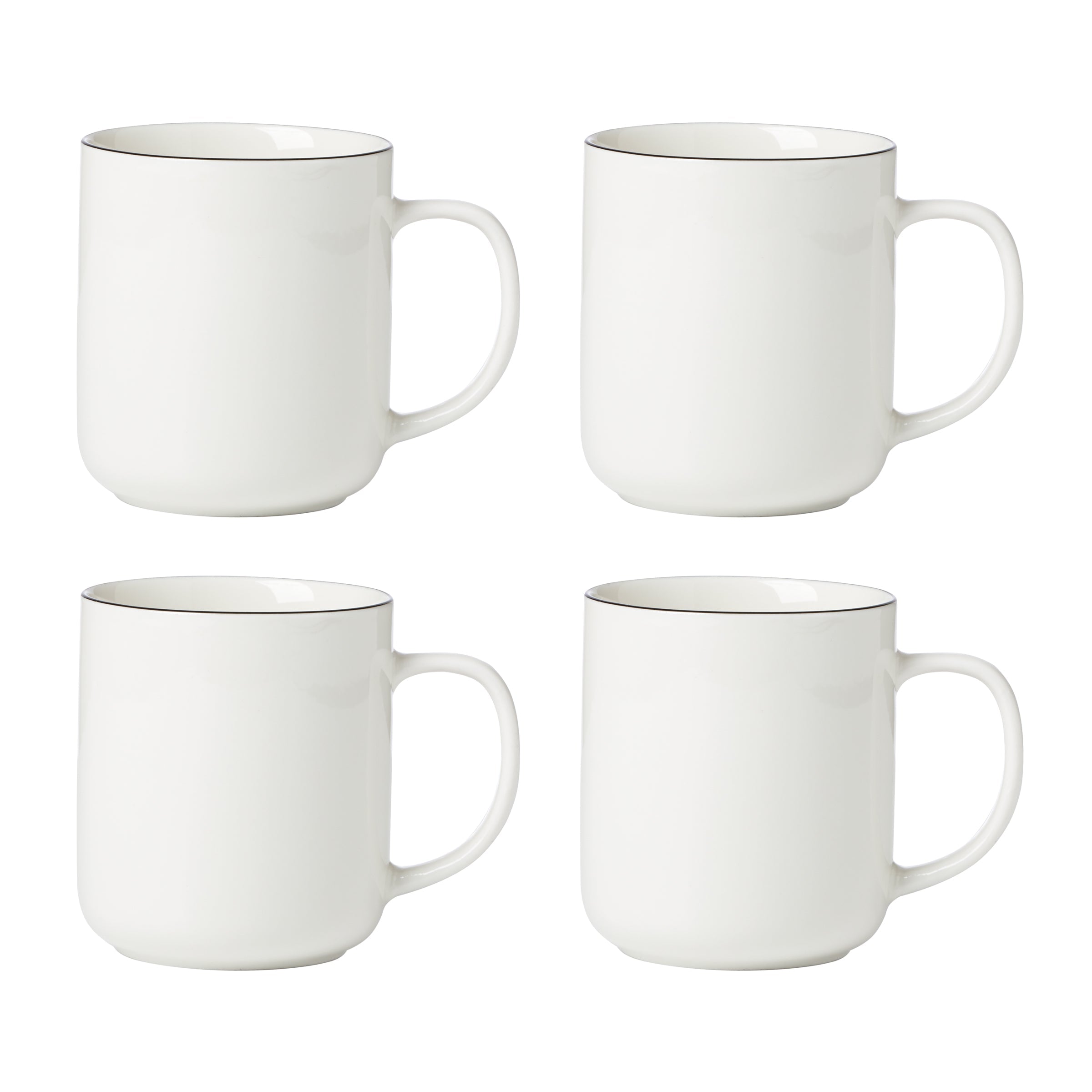 24 Seven Porcelain Mugs with Black Rim - Set of 4