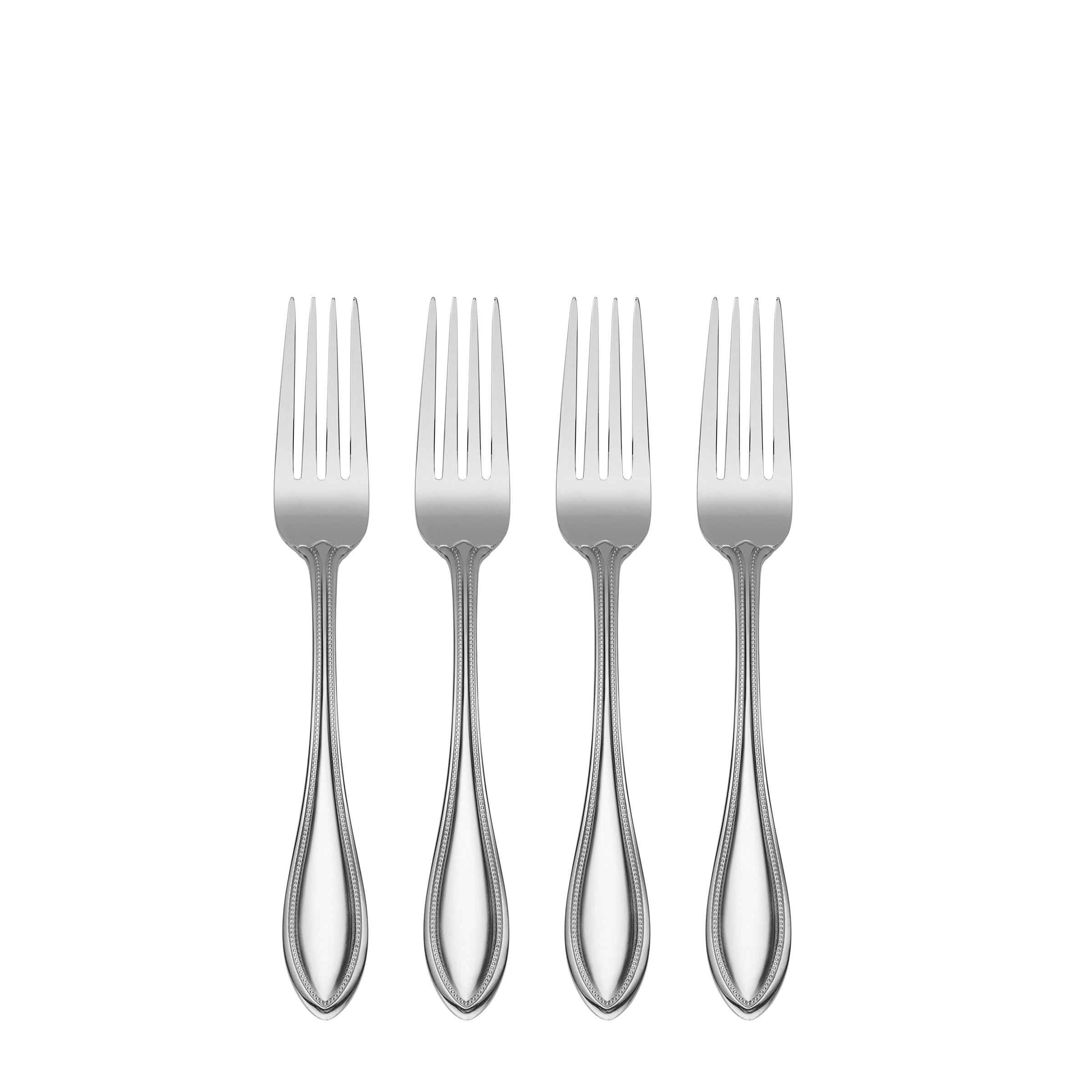 American Harmony 4-Piece Dinner Fork Set with Beaded Border Design