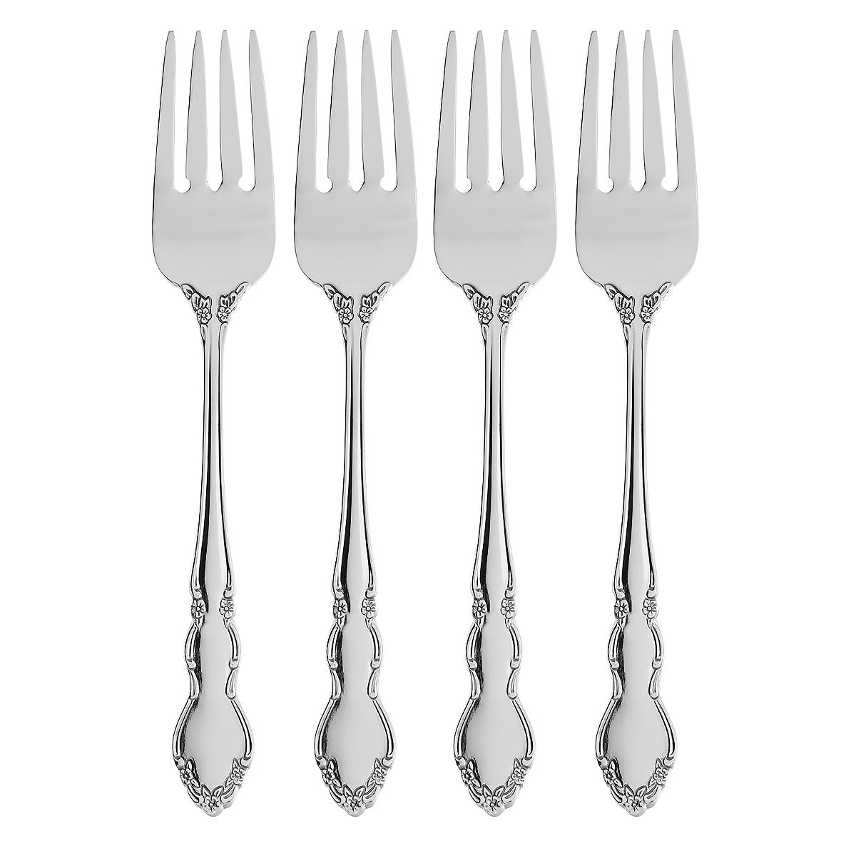 Dover 4-Piece Elegant Salad Fork Set with Floral Design