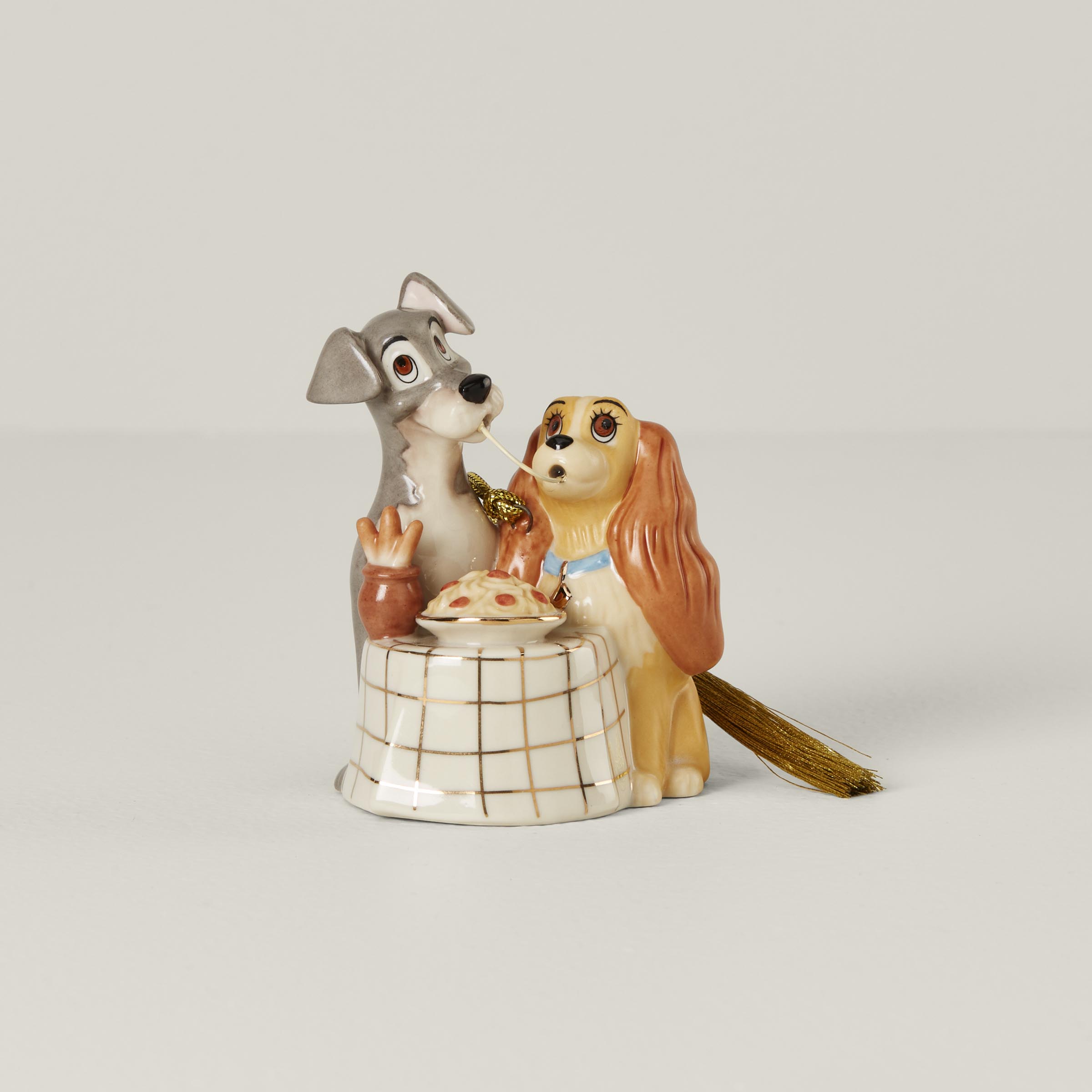 Disney Lady & The Tramp Porcelain Christmas Ornament with Gold Accents