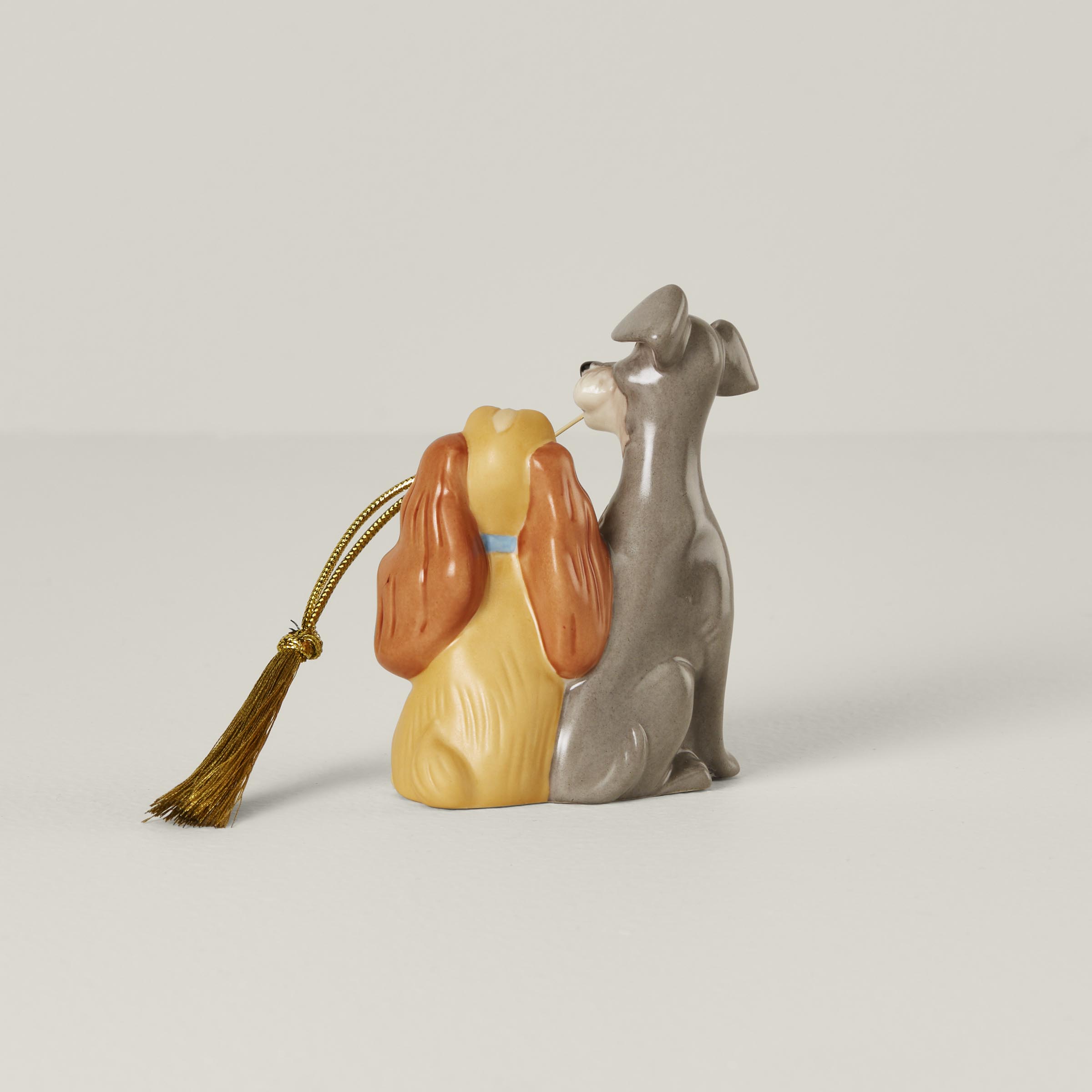 Disney Lady & The Tramp Porcelain Christmas Ornament with Gold Accents