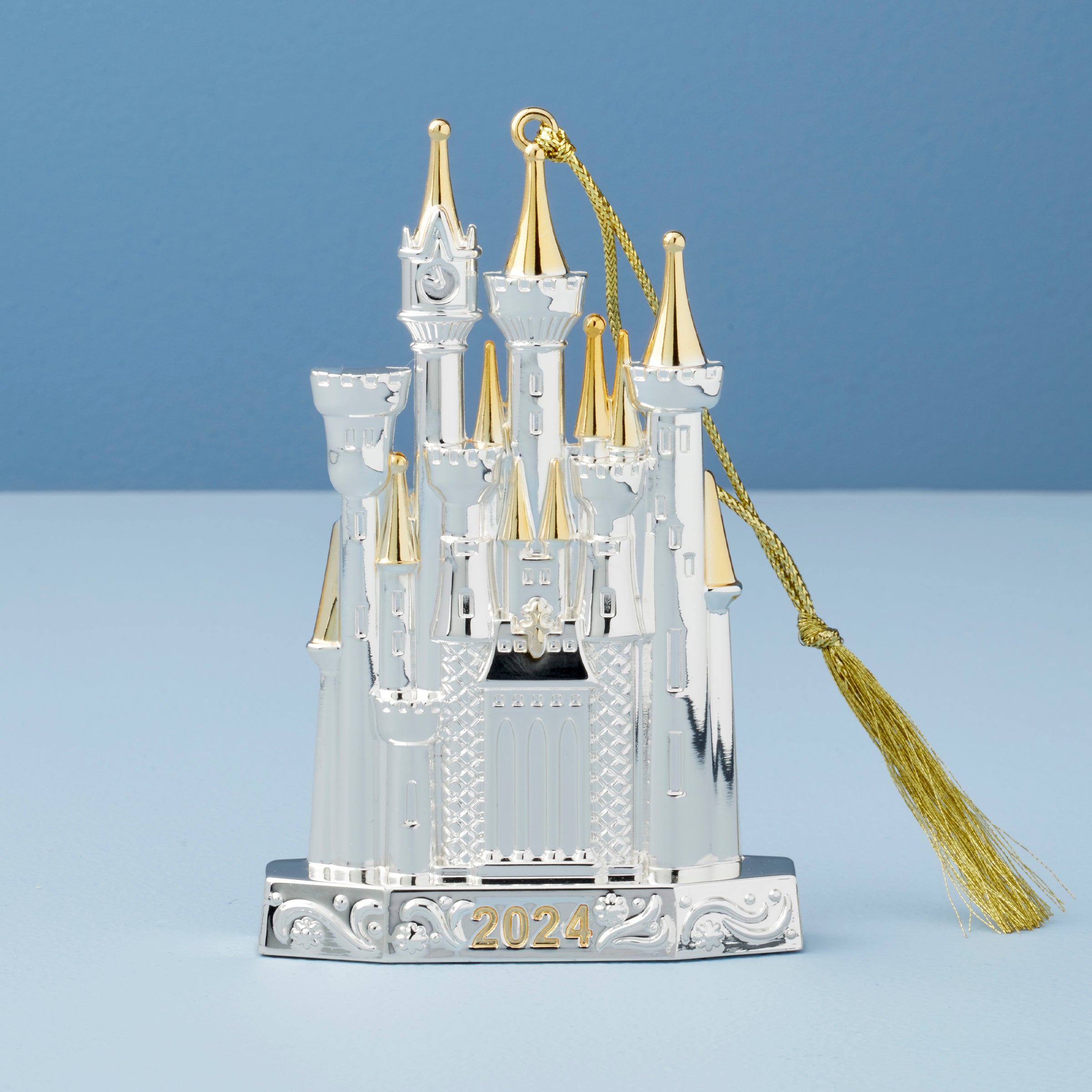 2024 Disney Silverplated Castle Ornament with Gold Accents
