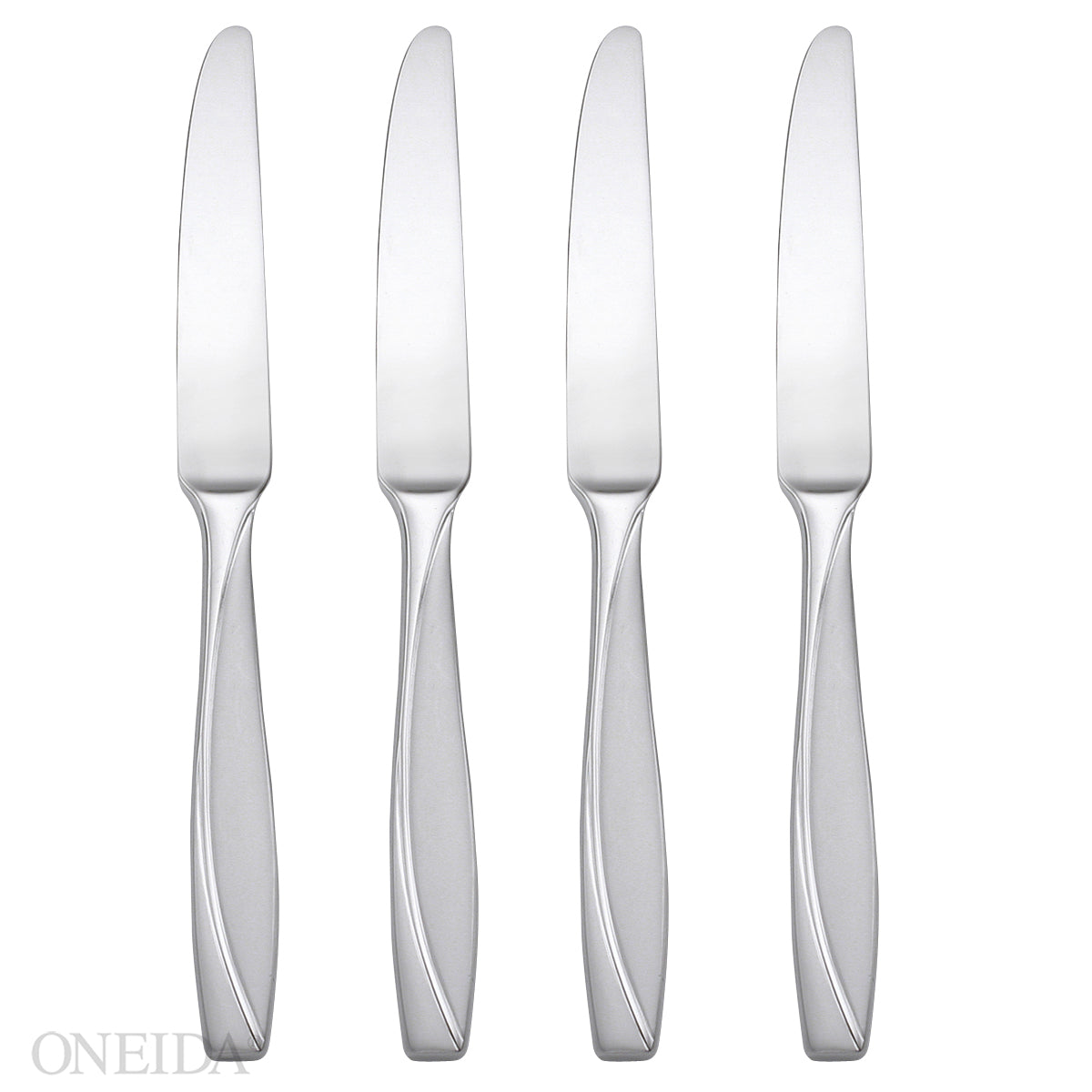 Camlynn Modern Dinner Knives - Set of 4 Colorful Concave Handle Cutlery