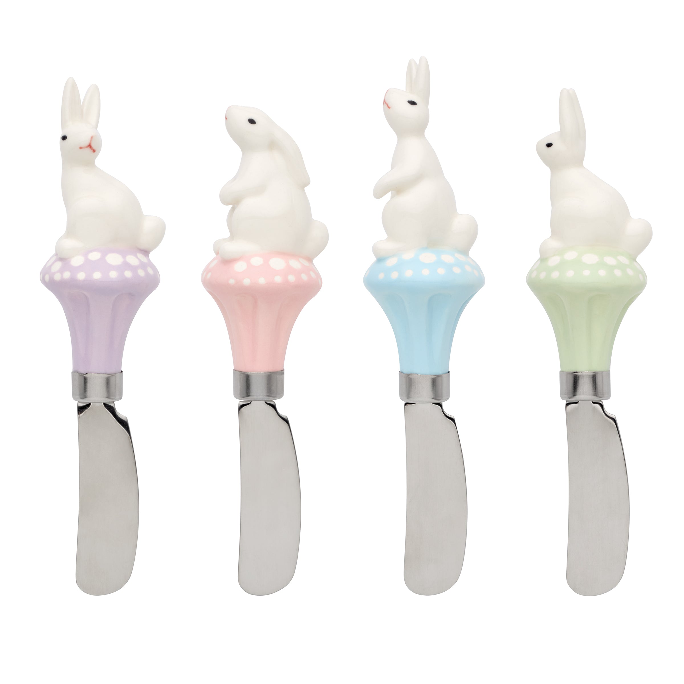 Easter Bunny Cheese Spreader Set - 4 Piece Spring Party Utensils