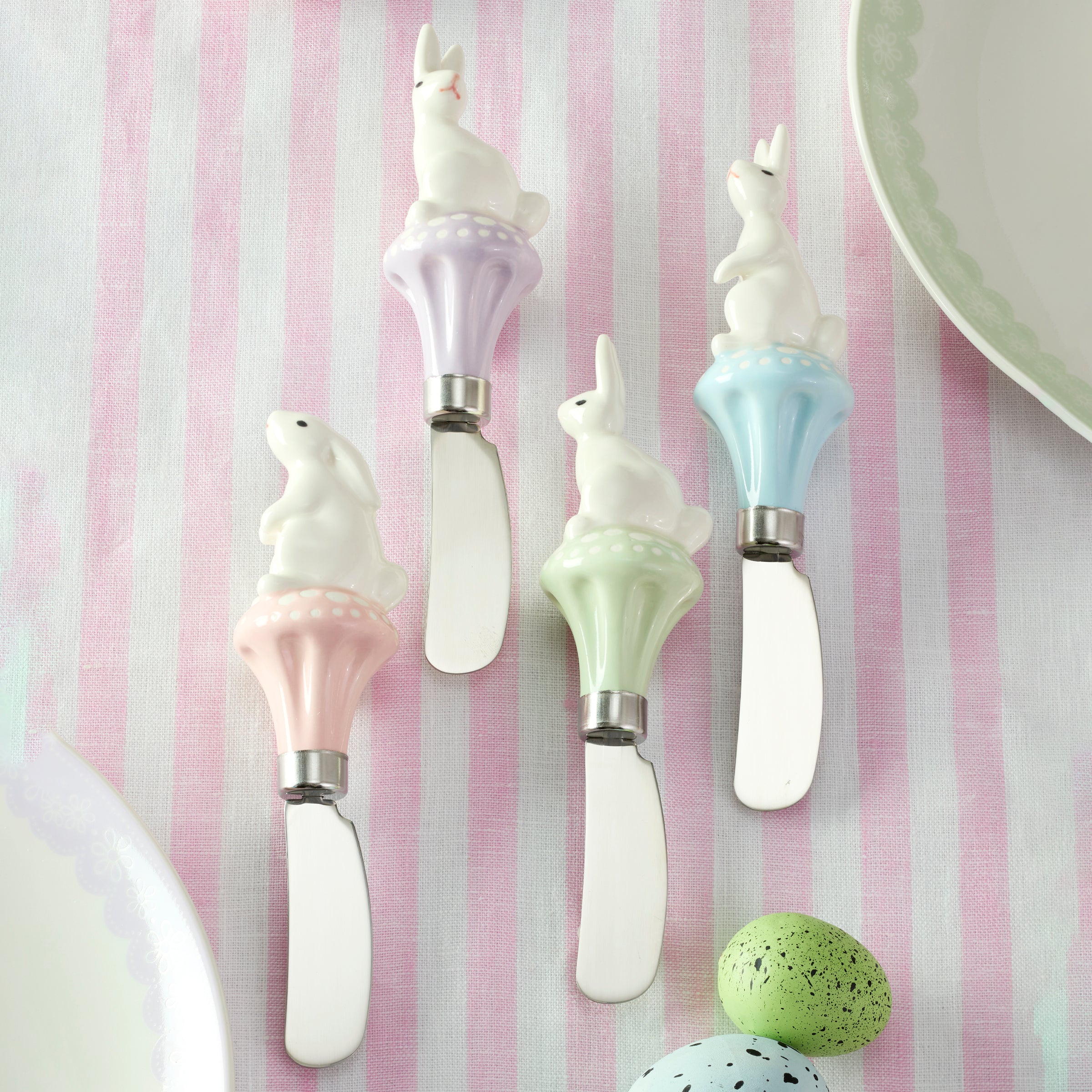 Easter Bunny Cheese Spreader Set - 4 Piece Spring Party Utensils