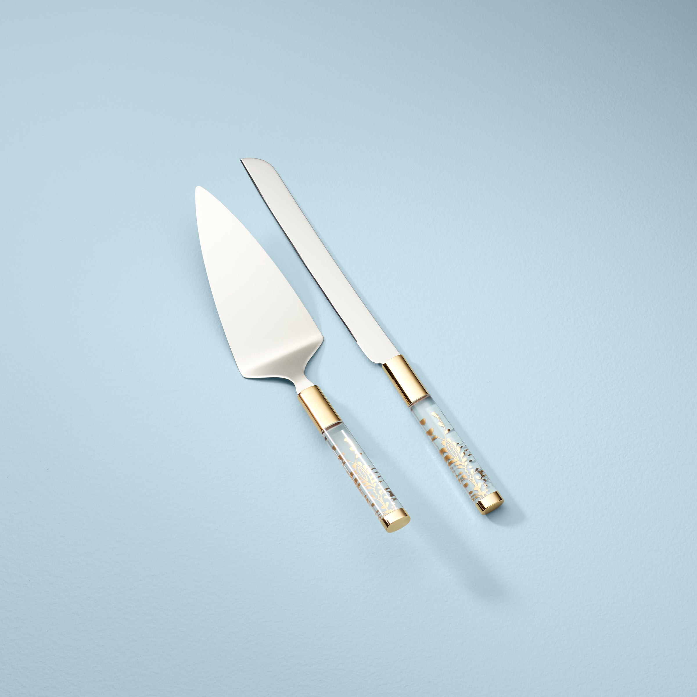 Opal Innocence Floral Acrylic Cake Knife & Server Set