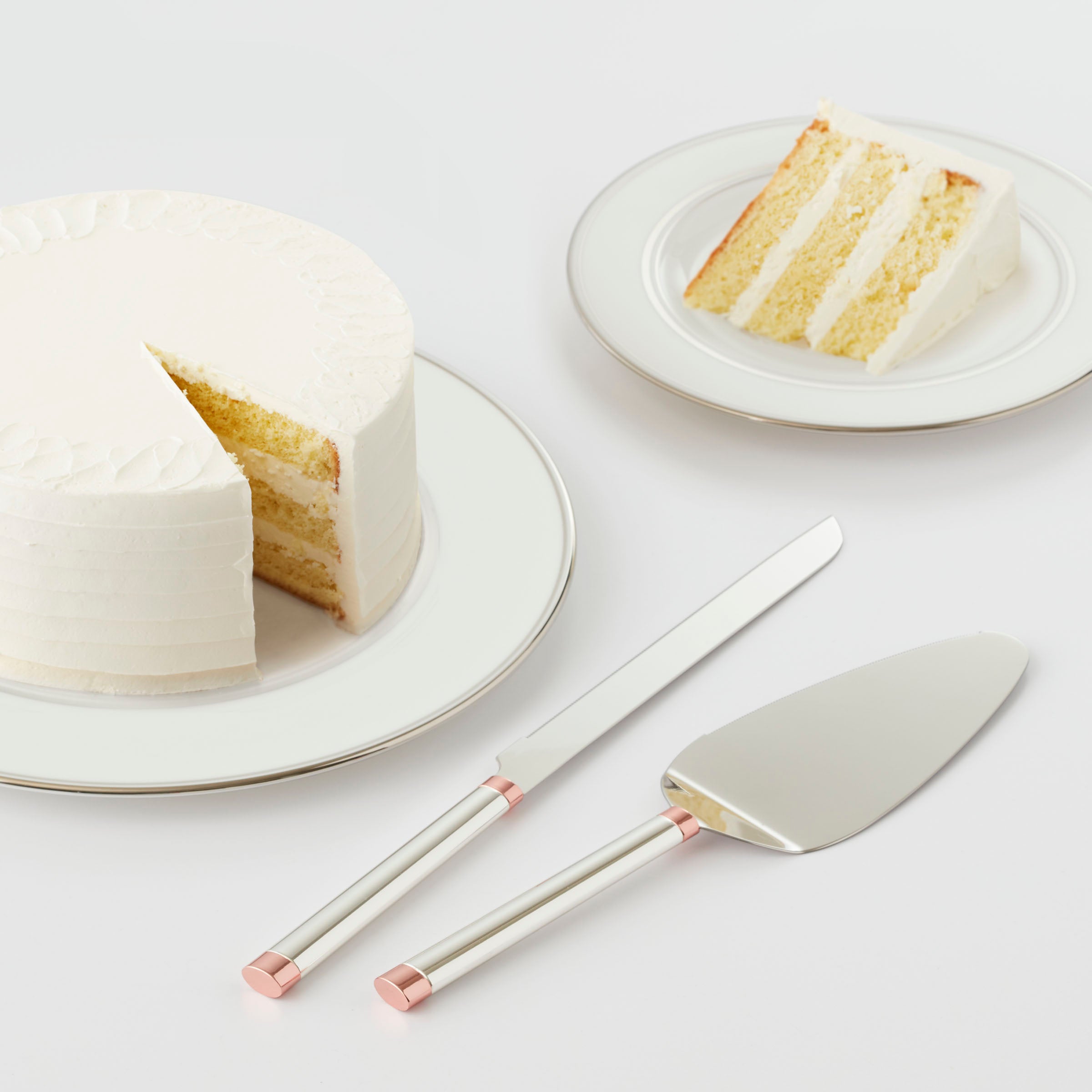 Rosy Glow Silver-Plated 2-Piece Dessert Set