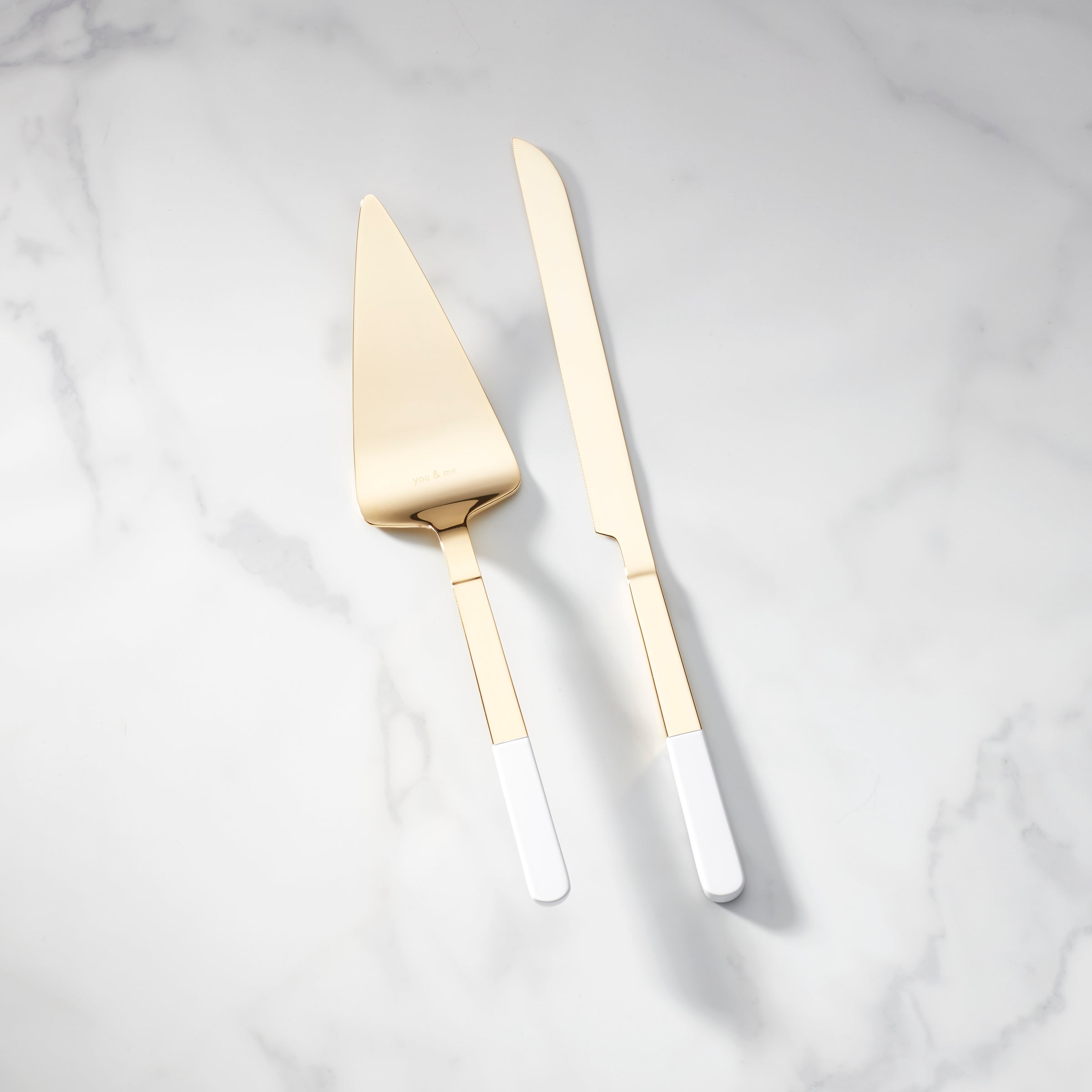 Kate Spade Gold-Tone Dessert Set with White Resin Handles