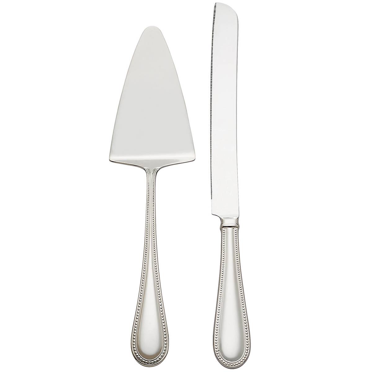 Lyndon Stainless Steel Cake Knife and Server Set with Beaded Handle