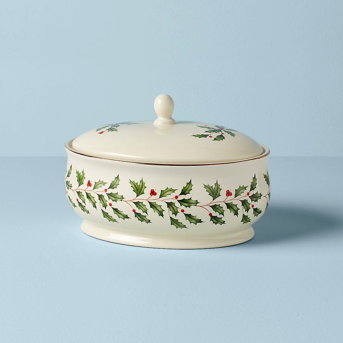 Lenox Holiday Covered Ceramic Dish with 24K Gold Accents