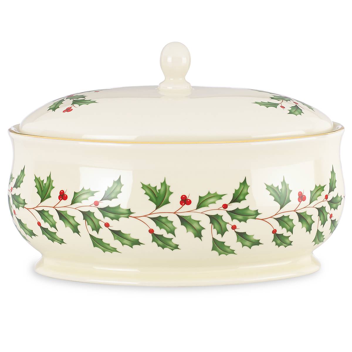 Lenox Holiday Covered Ceramic Dish with 24K Gold Accents