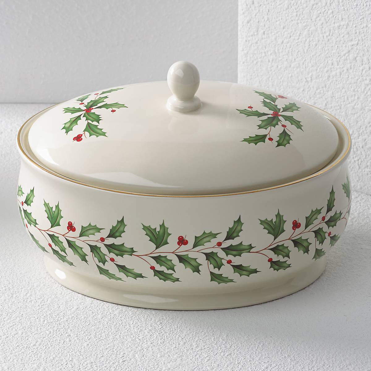 Lenox Holiday Covered Ceramic Dish with 24K Gold Accents