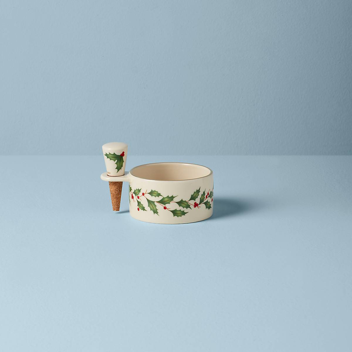 Festive Holly Wine Coaster & Stopper Set with Gold Accents