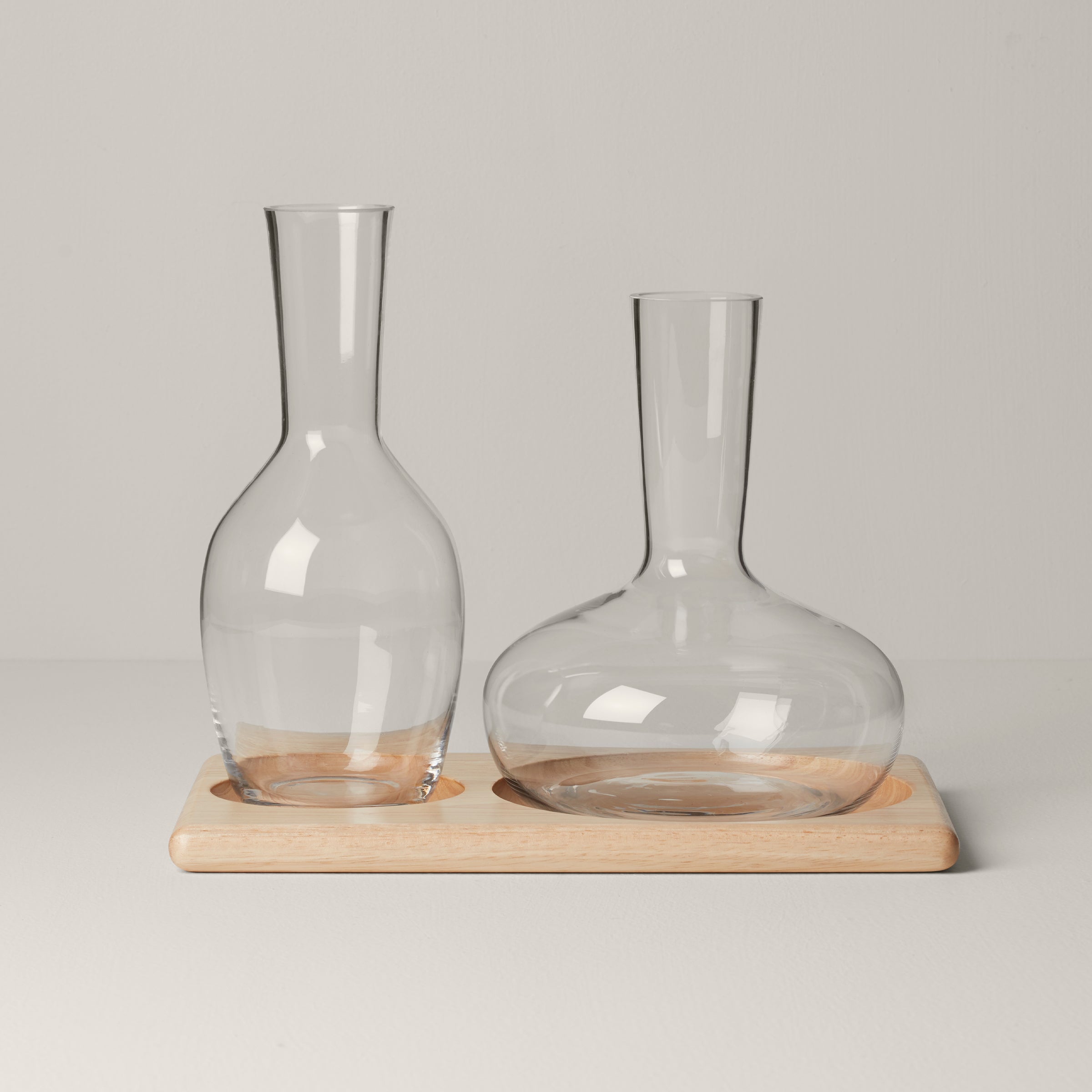 Tuscany Classics Glass Carafe Set with Wooden Tray - 3 Piece