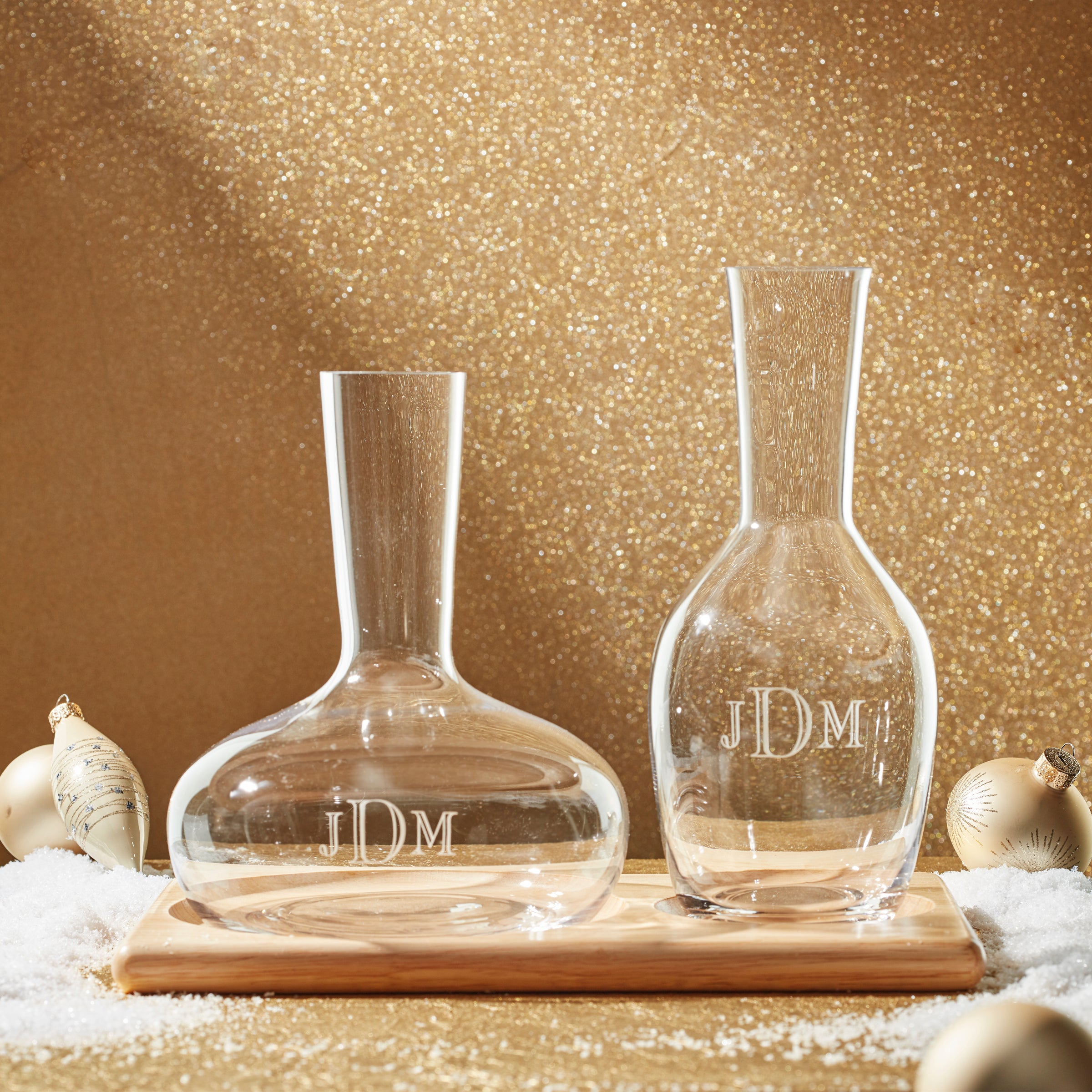 Tuscany Classics Glass Carafe Set with Wooden Tray - 3 Piece