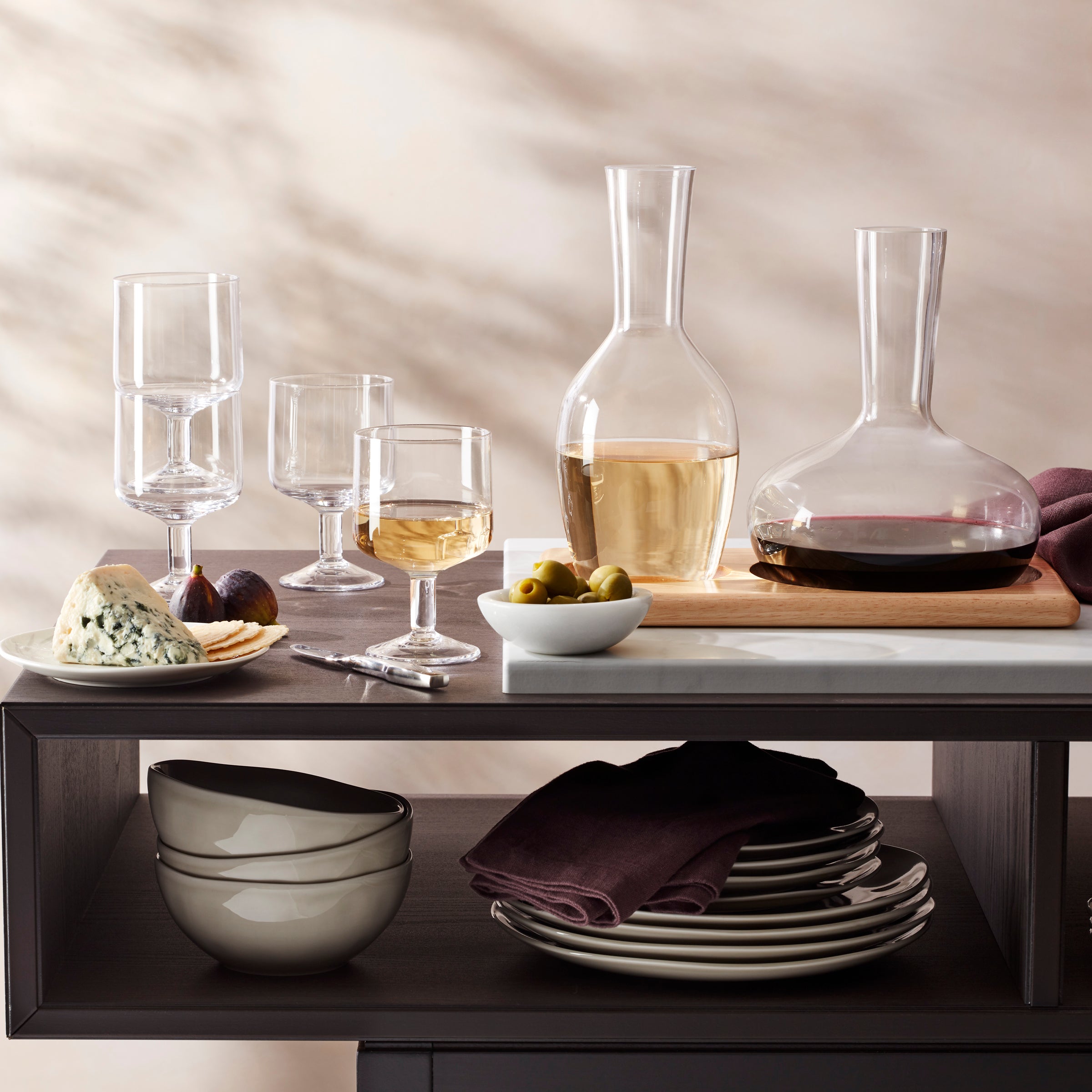 Tuscany Classics Glass Carafe Set with Wooden Tray - 3 Piece