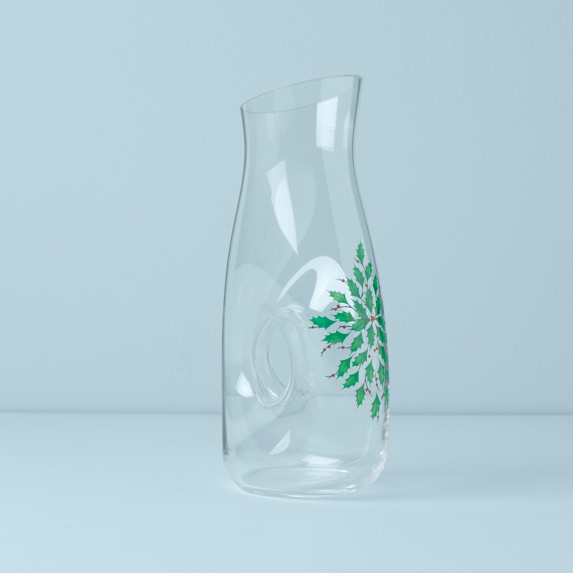 Festive Holly & Berry Pierced Glass Decanter for Holidays