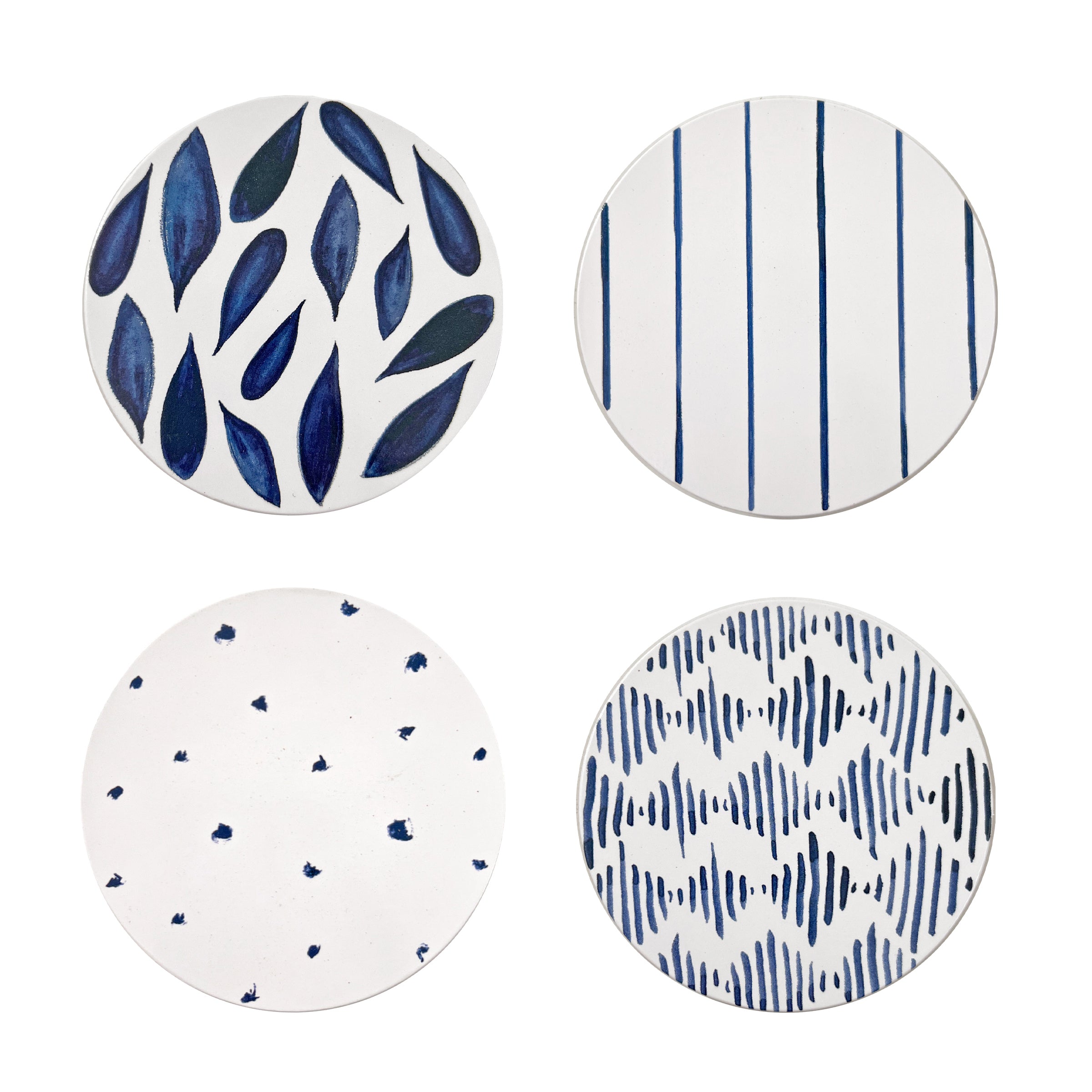 Blue Bay Cork Back Coasters Set of 4 - Textile-Inspired Designs