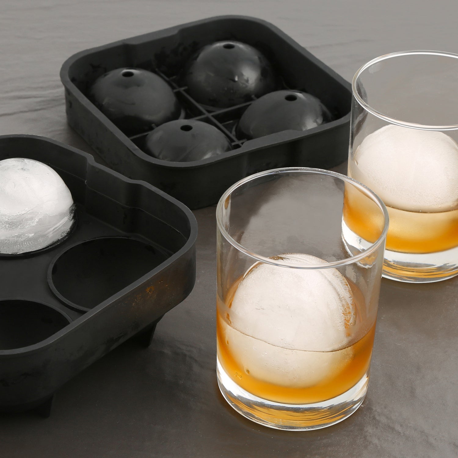 Silicone Ice Ball Mold - 4 Sphere Maker for Cocktails & Drinks