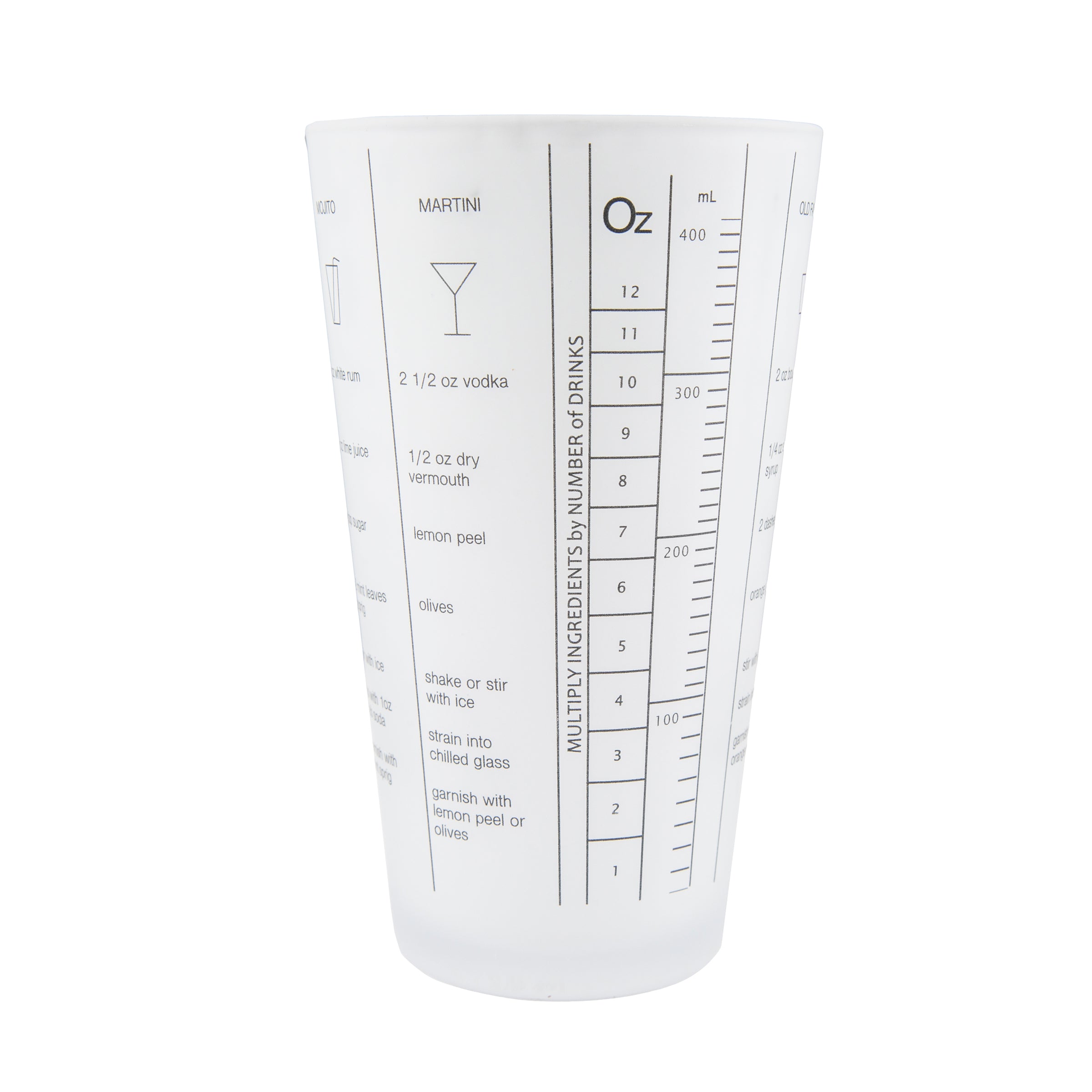 Stainless Steel Cocktail Shaker with Printed Drink Recipes