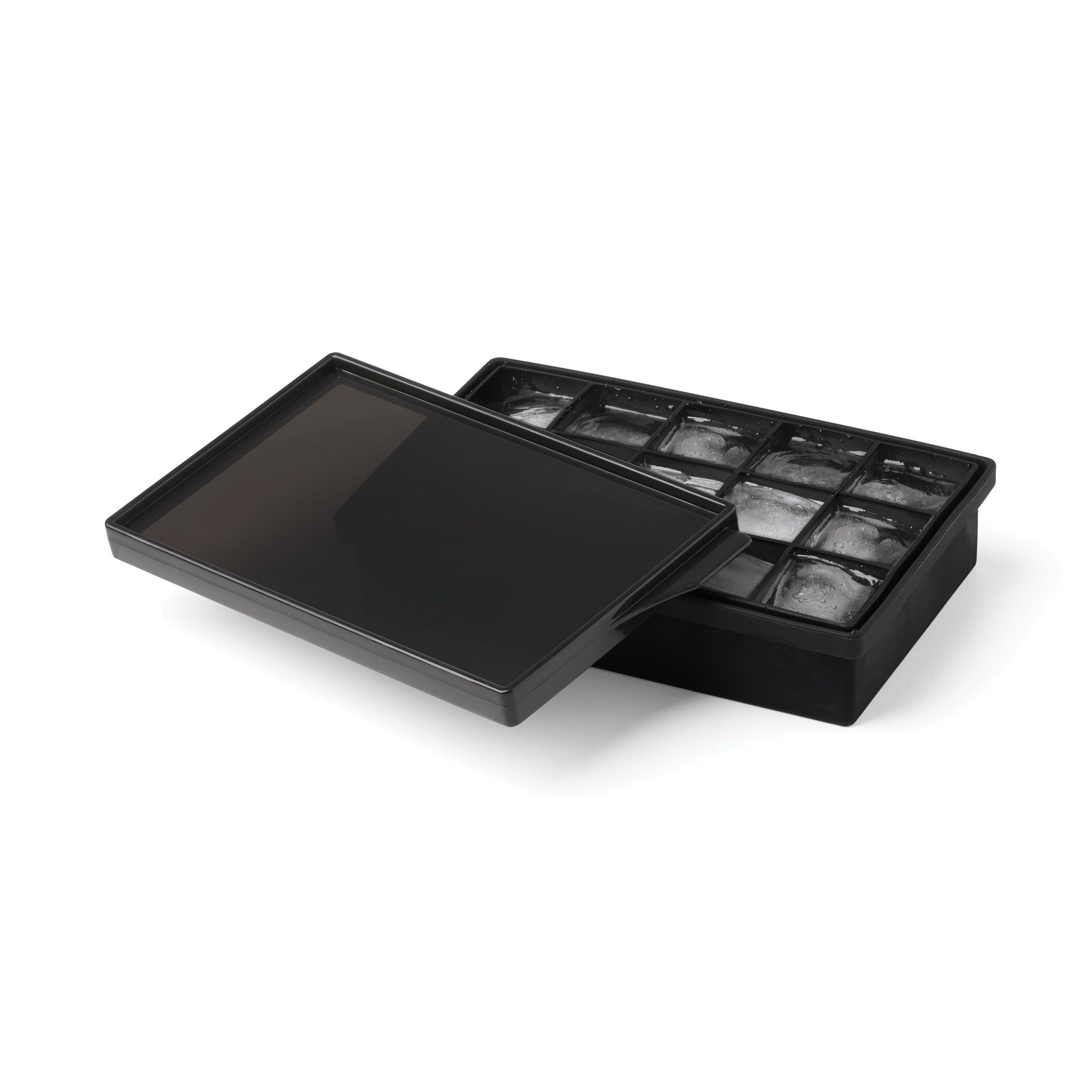 Black Silicone Ice Cube Tray with Lid - 15 Large Cubes for Cocktails