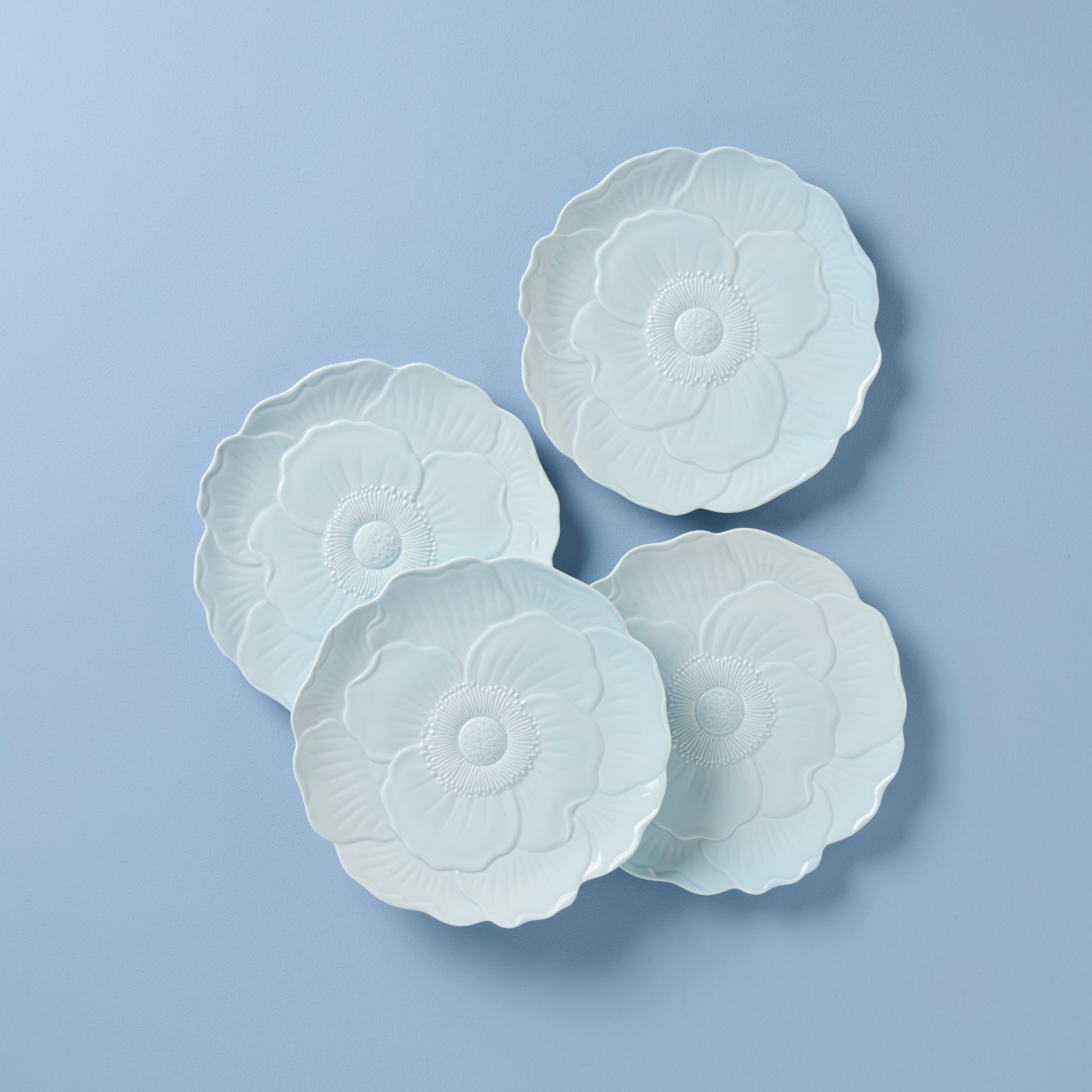 Butterfly Meadow Blue Floral Porcelain Plates - Set of 4