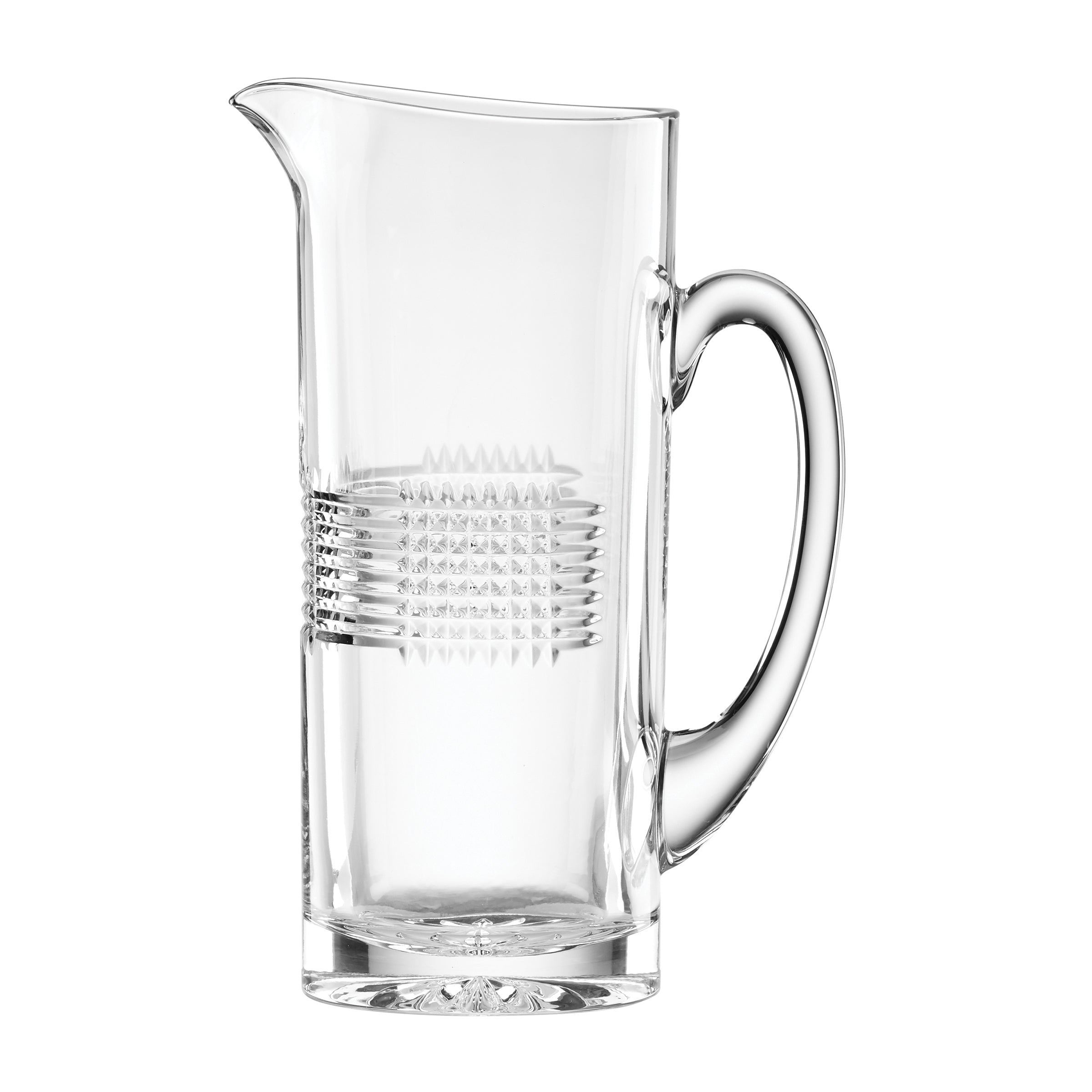 Sloane Artisanal Crystal Pitcher with Crosshatch Design