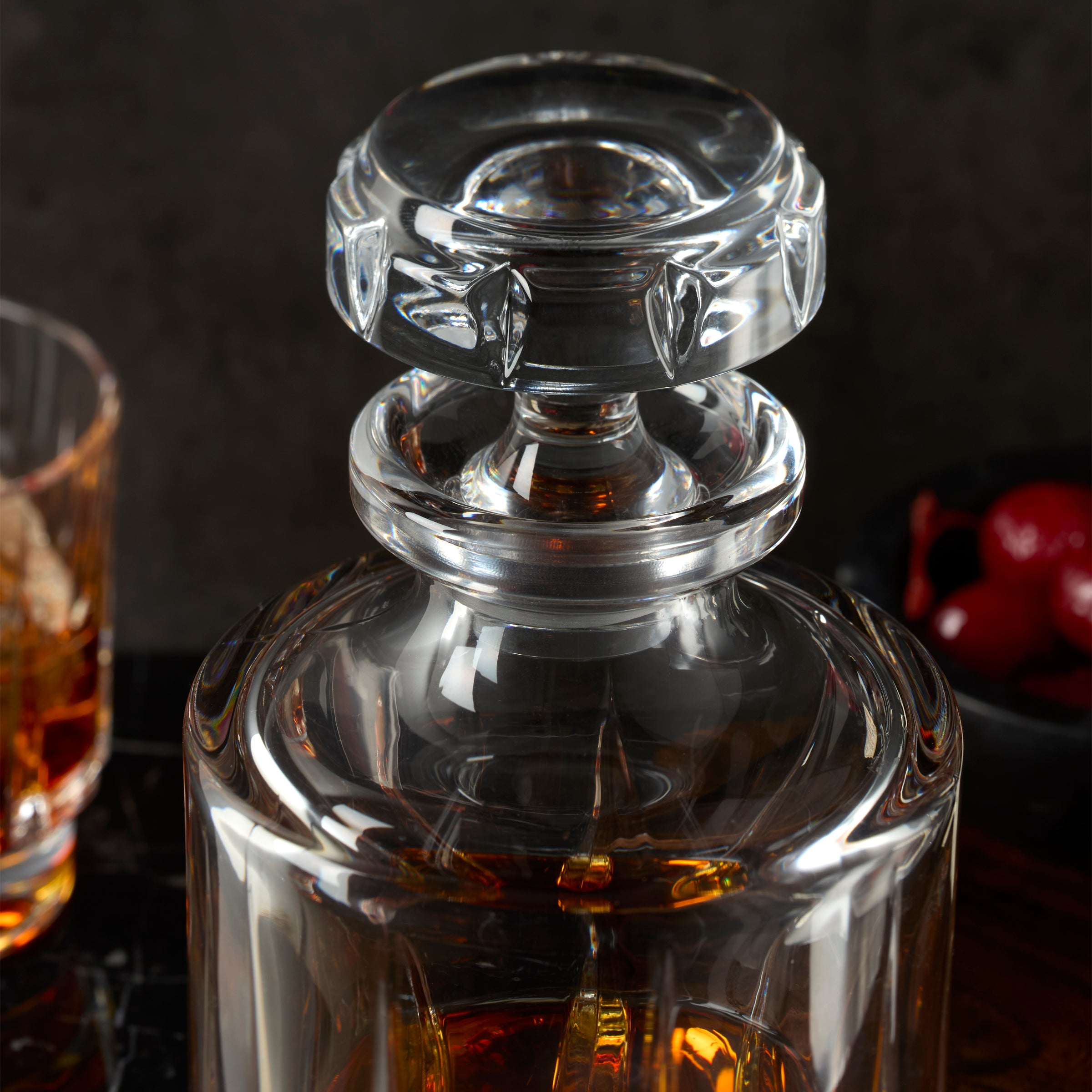 Estate Crystal Decanter - Faceted Glass Barware for Home & Entertaining